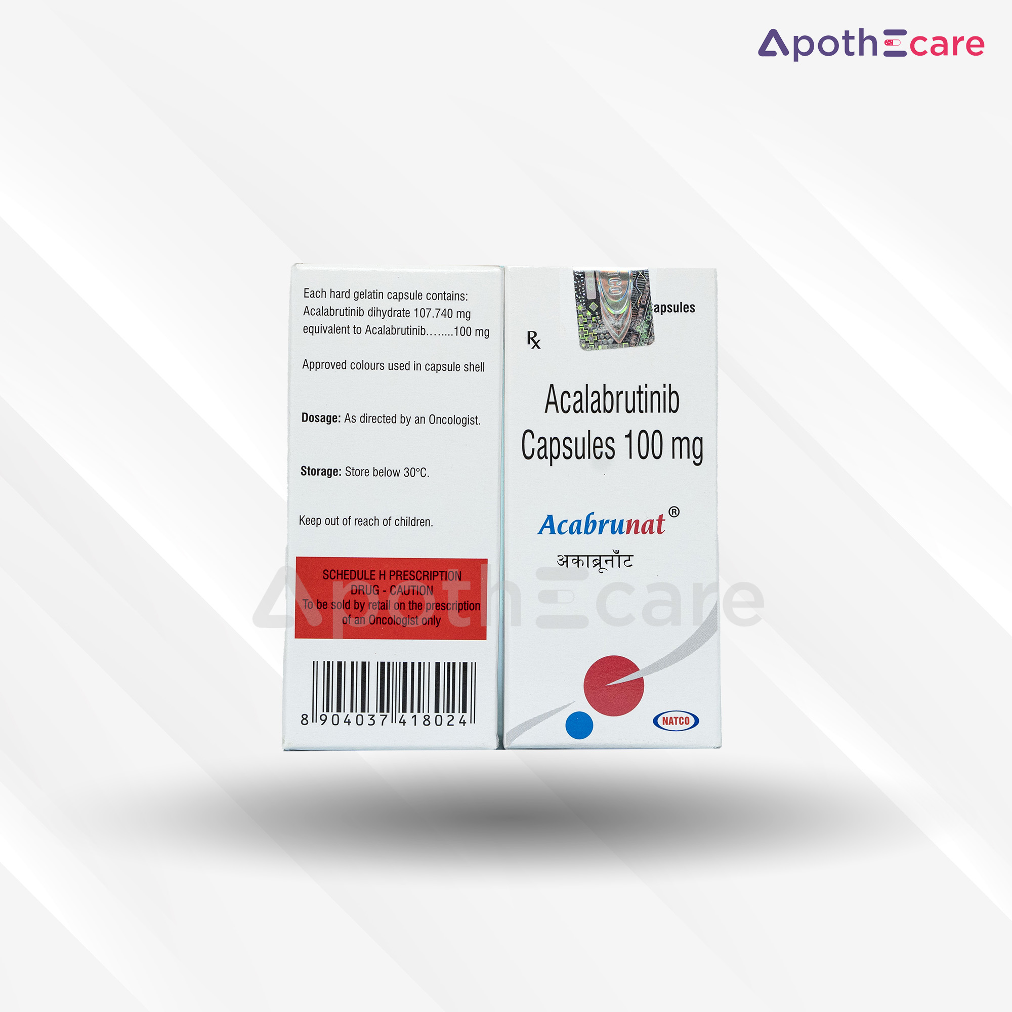 Acaone 100mg Capsule pack of 30, used for cancer treatment.