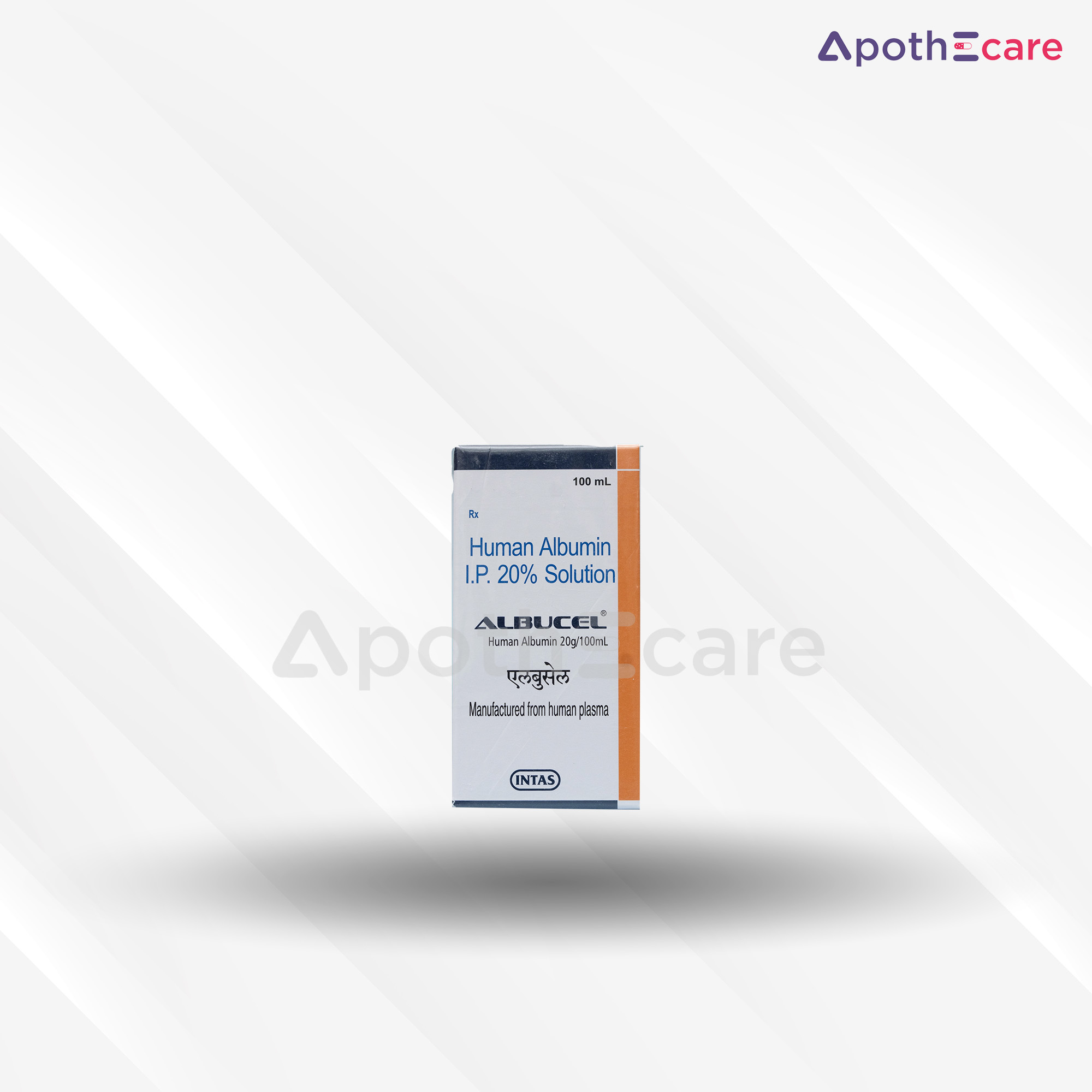 Albucel 20%/100ml vial, used to treat blood volume loss