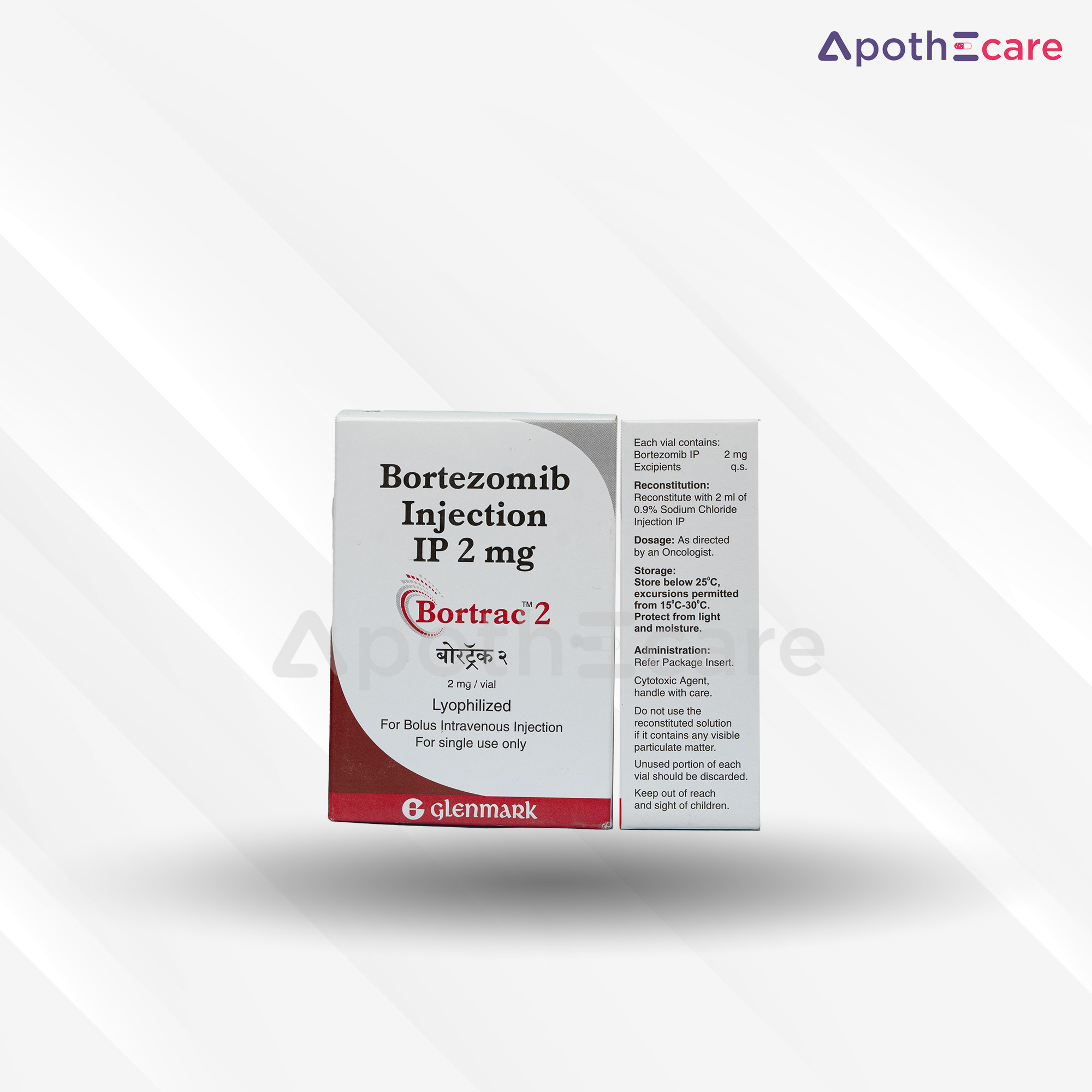 Bortrac 2mg vial, used in the treatment of cancer.