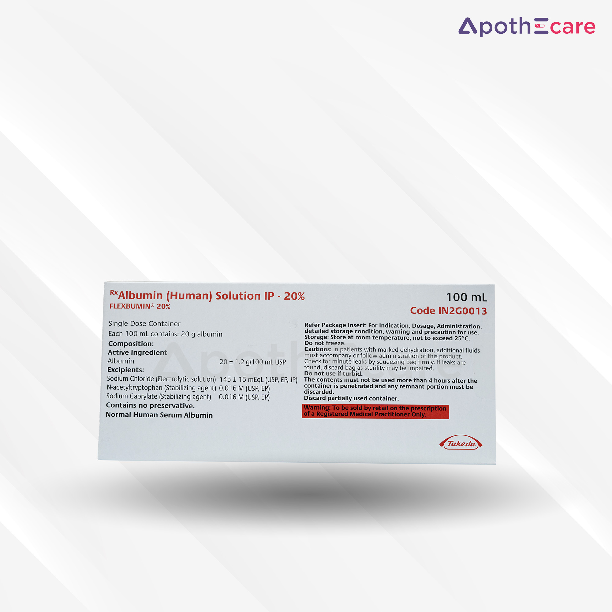 Flexbumin 20/100ml, used in immune system support.