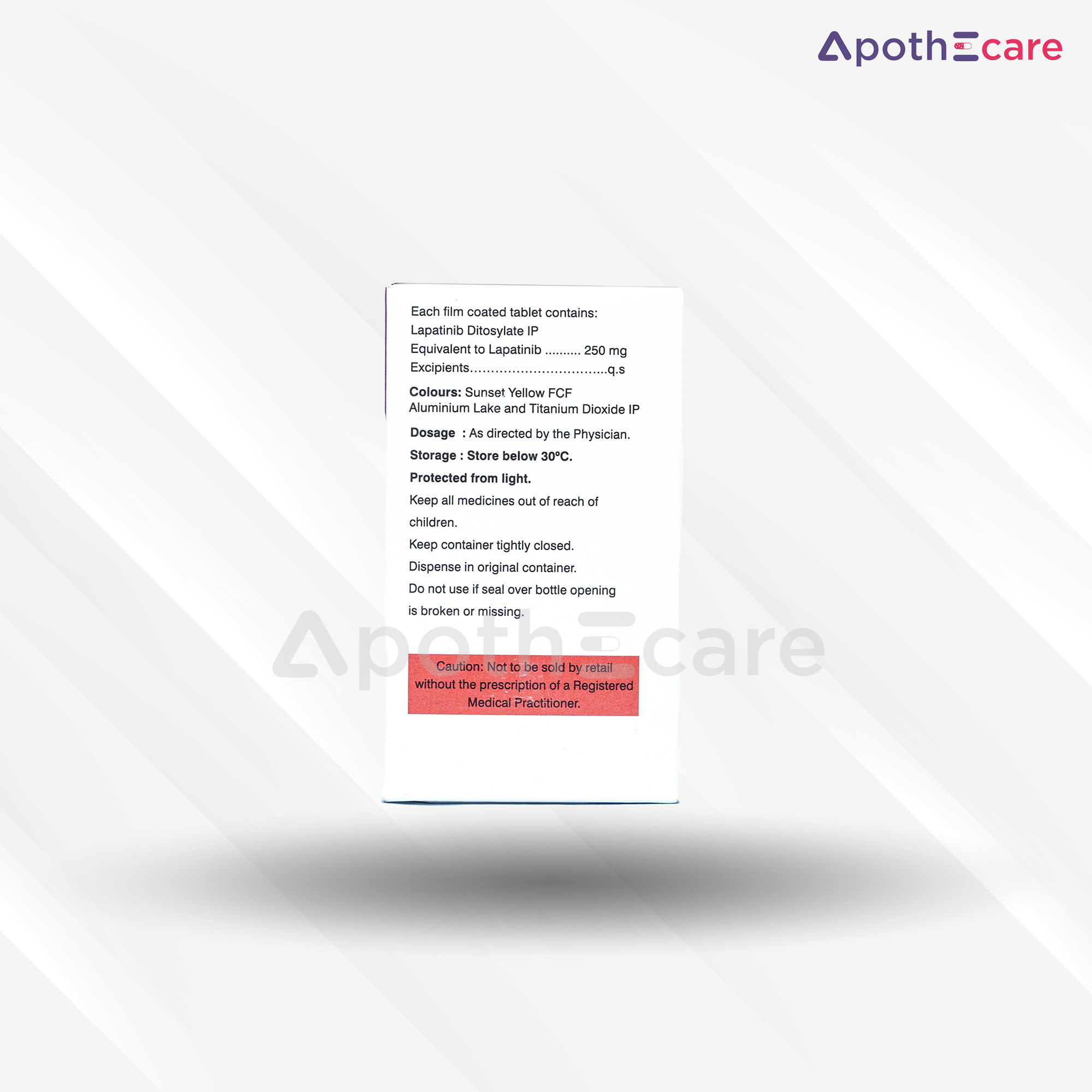 Hertab 250mg pack of 30, used for cancer treatment.