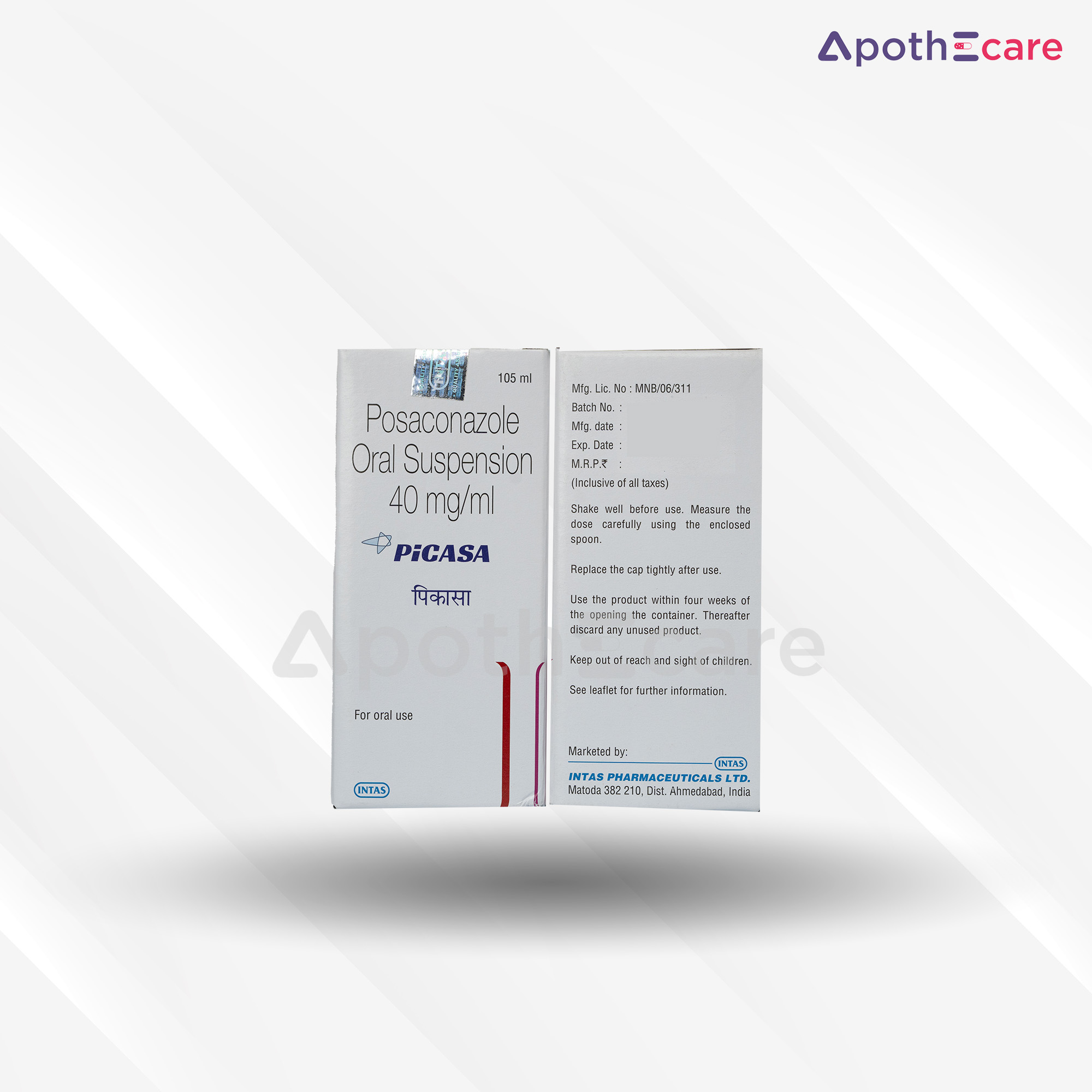 Picasa 40mg oral suspension, is an antifungal medication formulated as a gastro-resistant tablet.