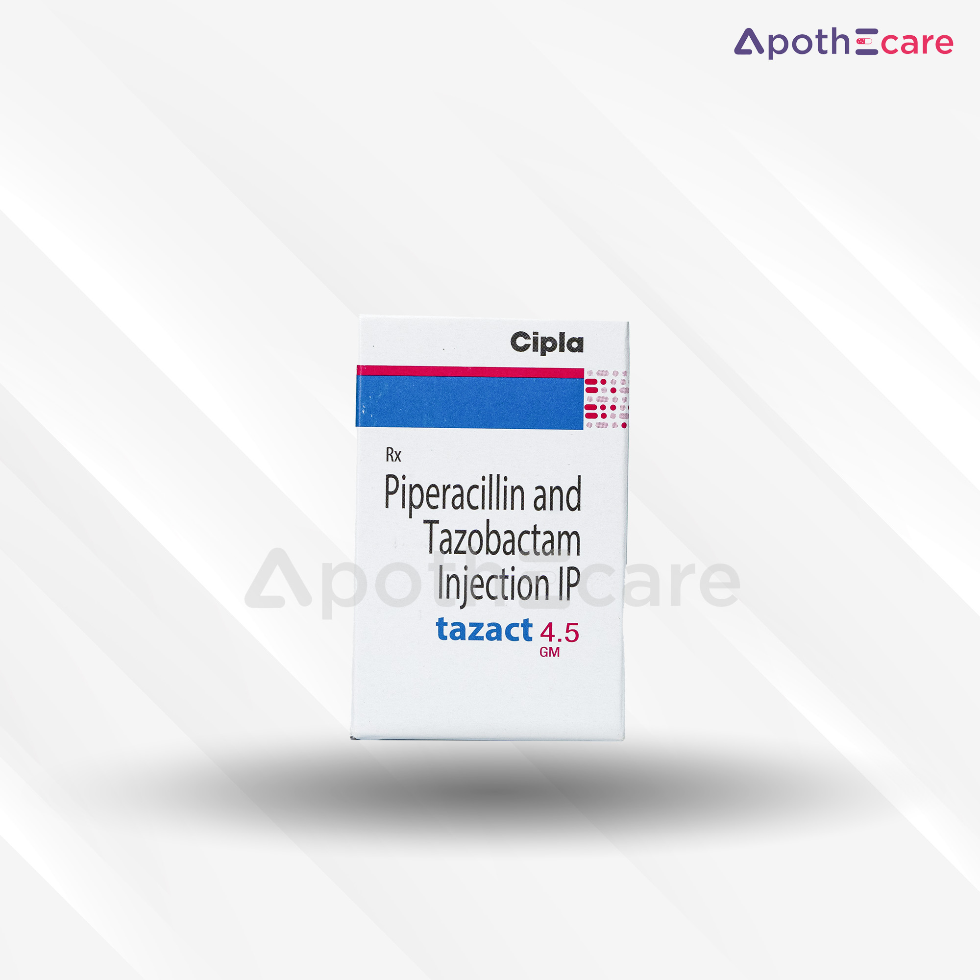 Tazact 4.5gm Injection, a medication for the treatment of bacterial infections.