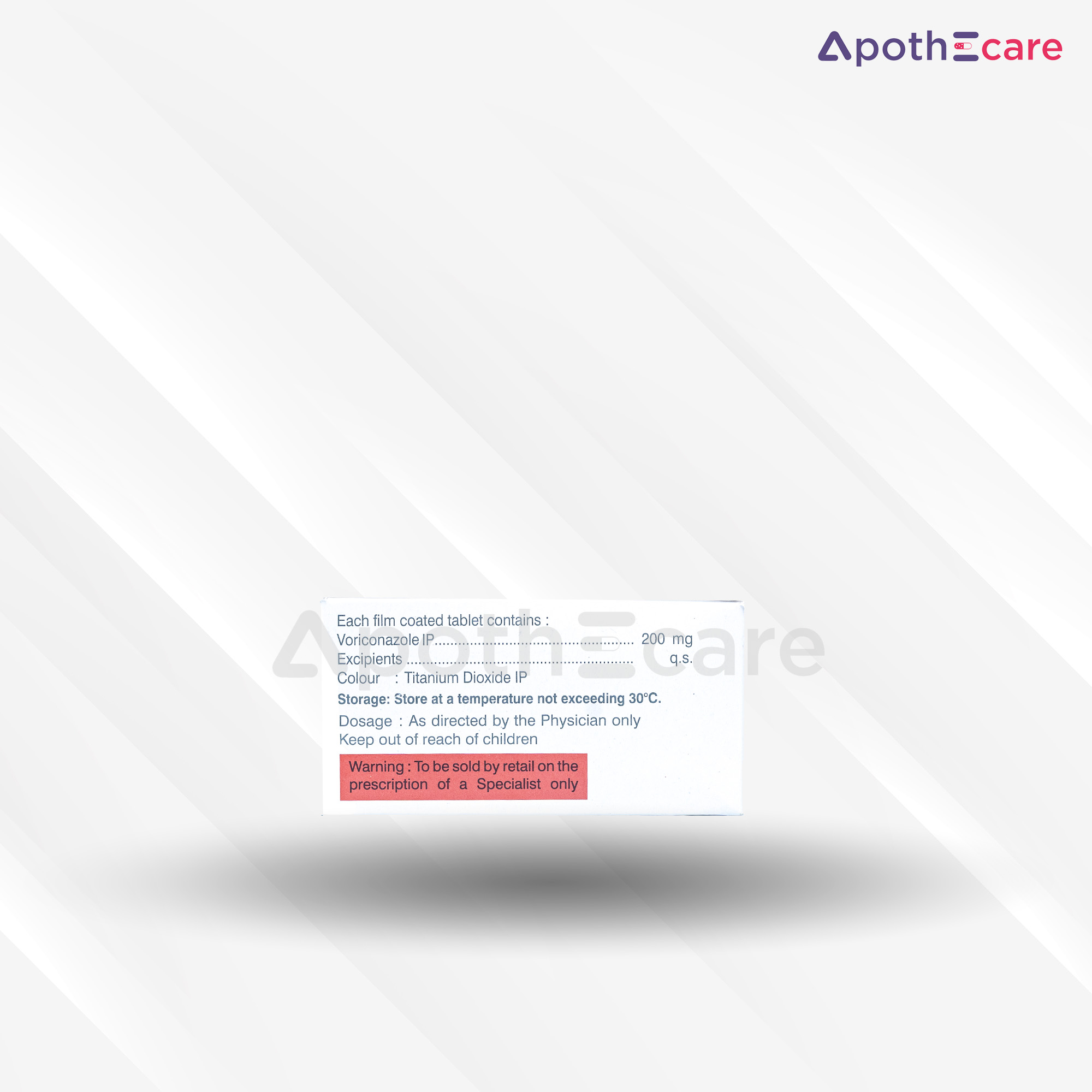 Vorier 200mg tablet pack of 4, used for fungal infections.