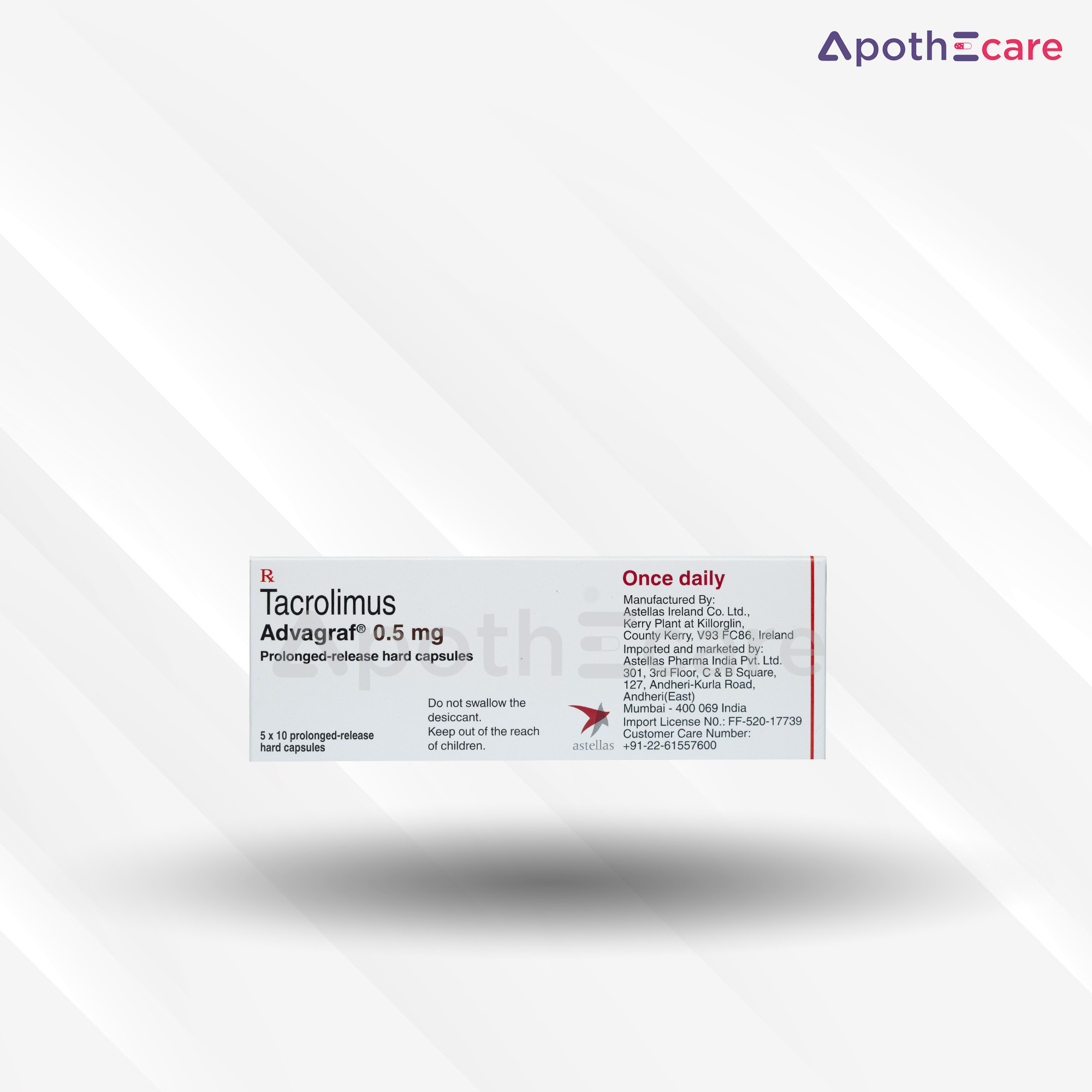 Advagraf 0.5mg Capsule, a medication used for organ transplant rejection prevention.