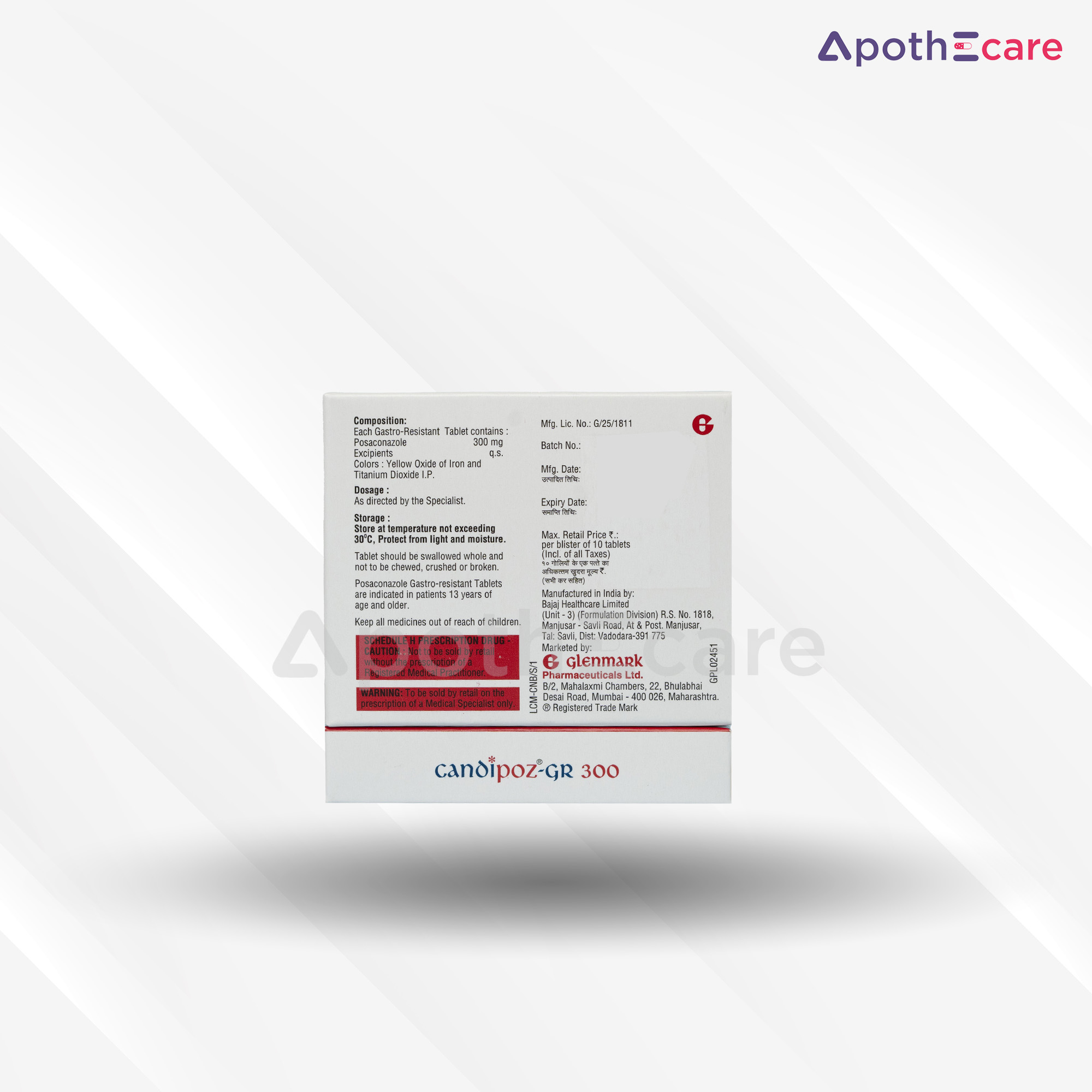 Candipoz GR 300mg Tablet, used to treat fungal infections.