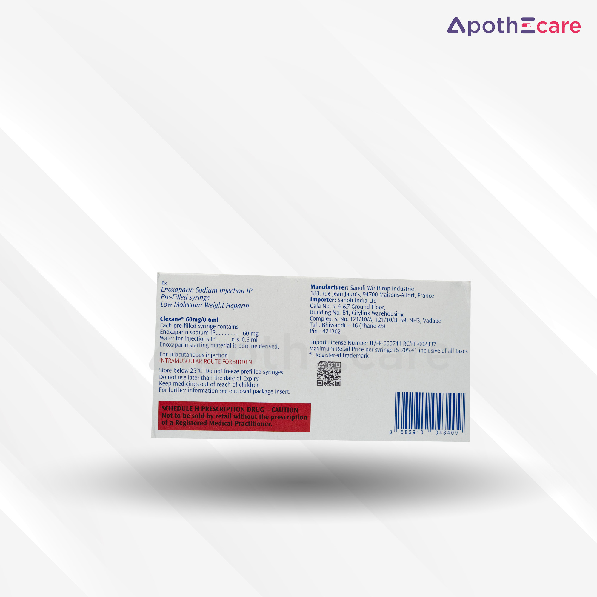 Clexane 60mg PFS, a medication for managing blood clot risks.