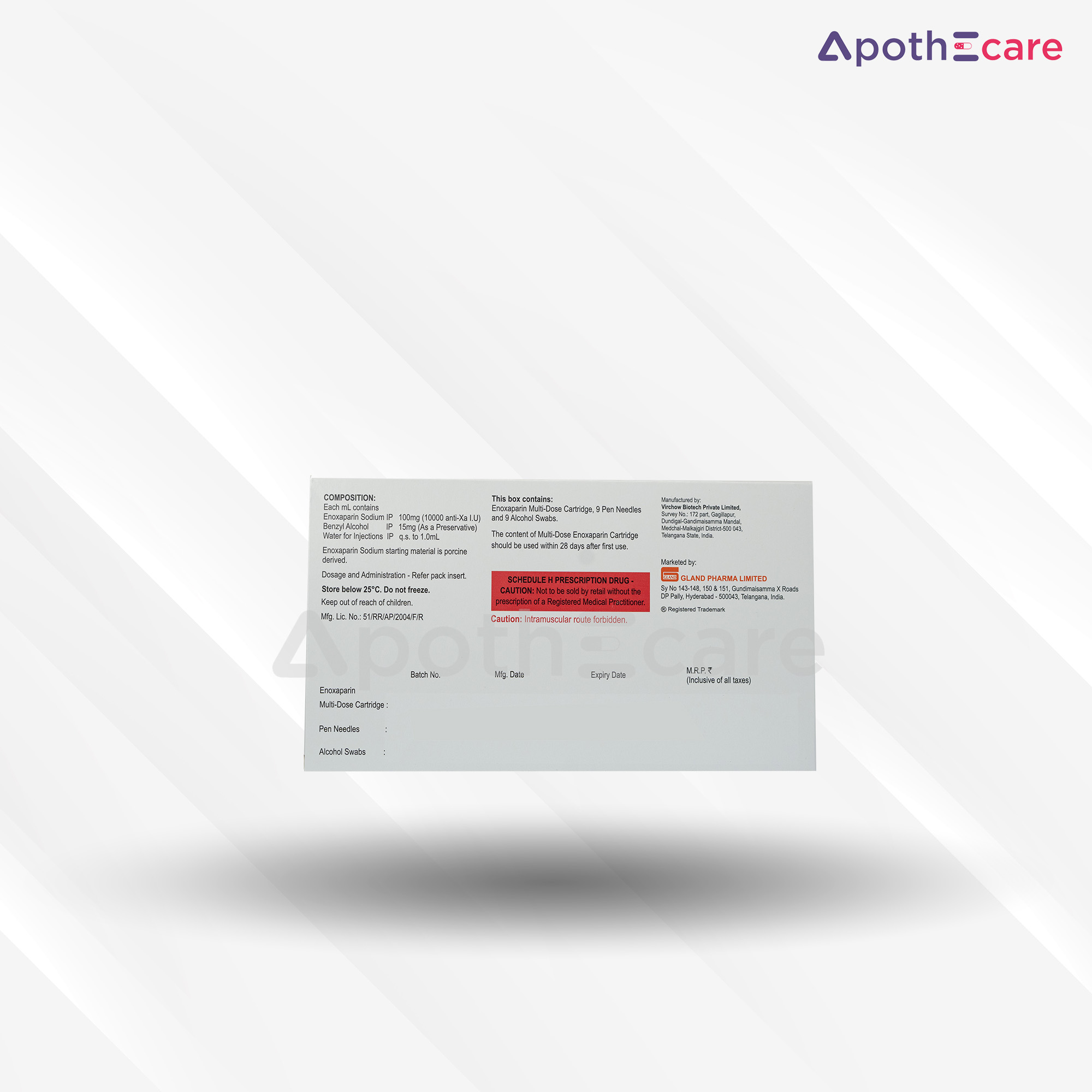 Cutenox G 300mg Injection, used for blood clot prevention.