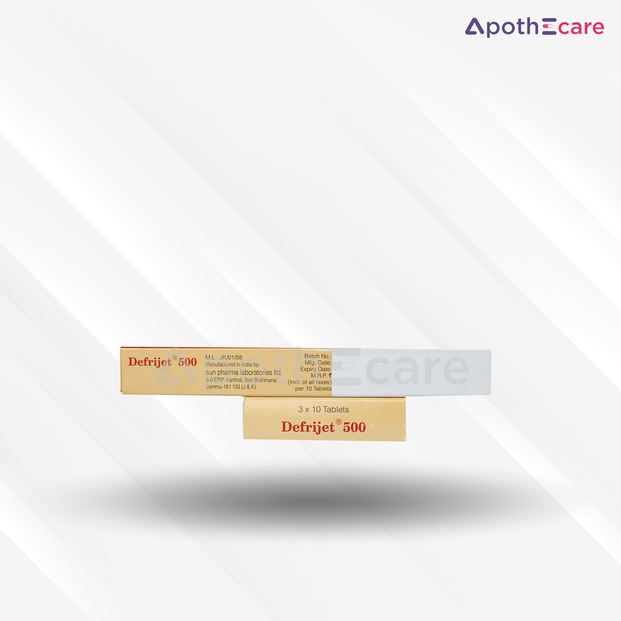 Defrijet 500mg Tablet, a drug used for iron overload treatment.