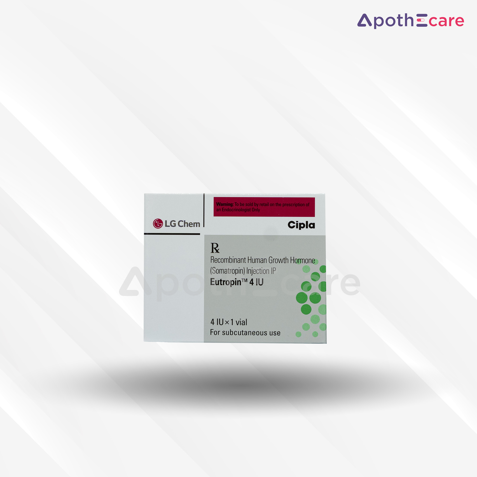 Eutropin 4IU vial, used in growth hormone therapy.