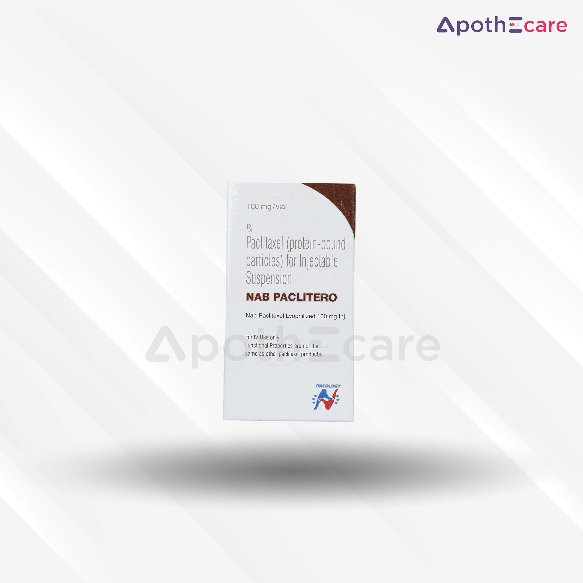 NAB Paclitero 100mg injection vial, used in cancer treatment.