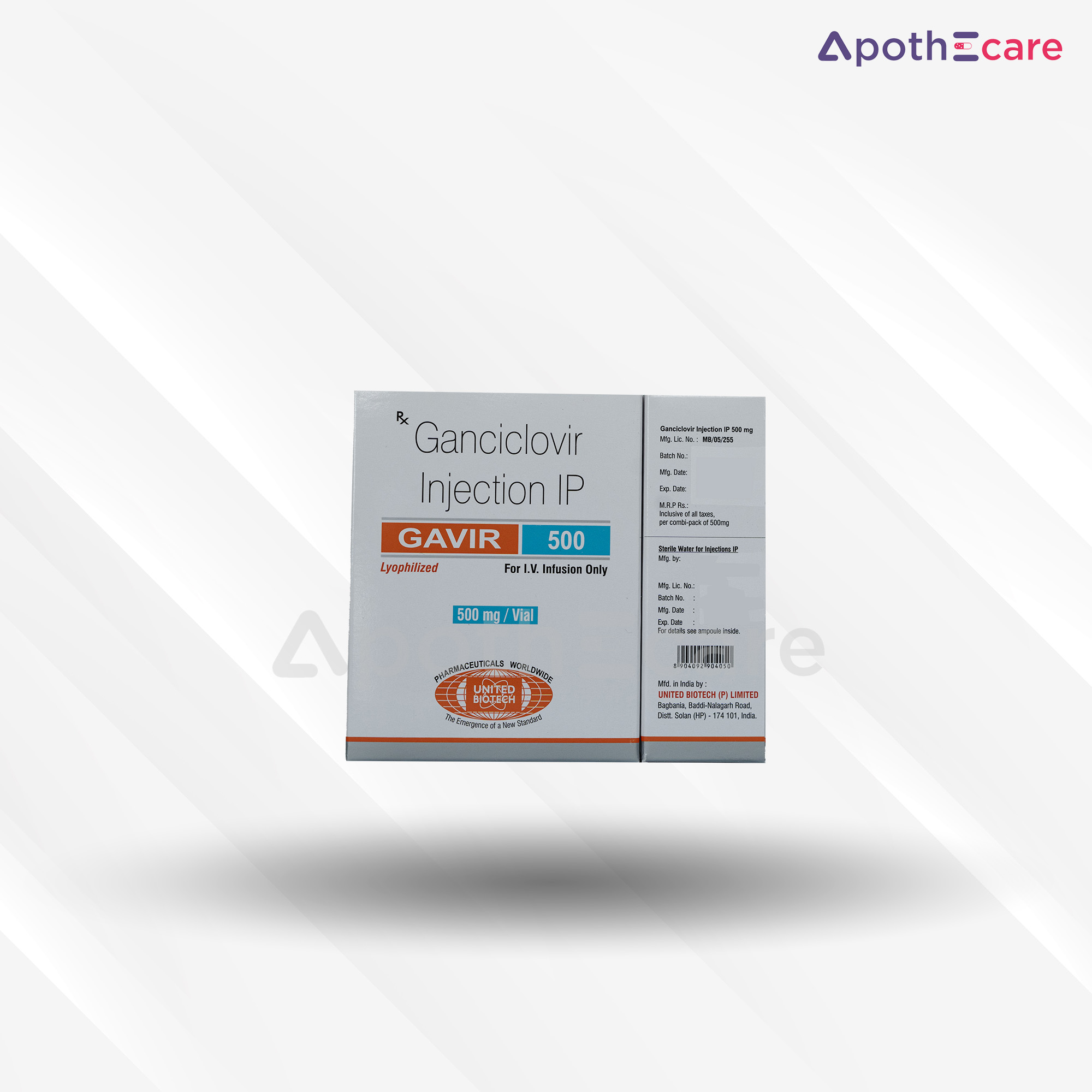 Gavir 500mg injection vial, used in HIV treatment.