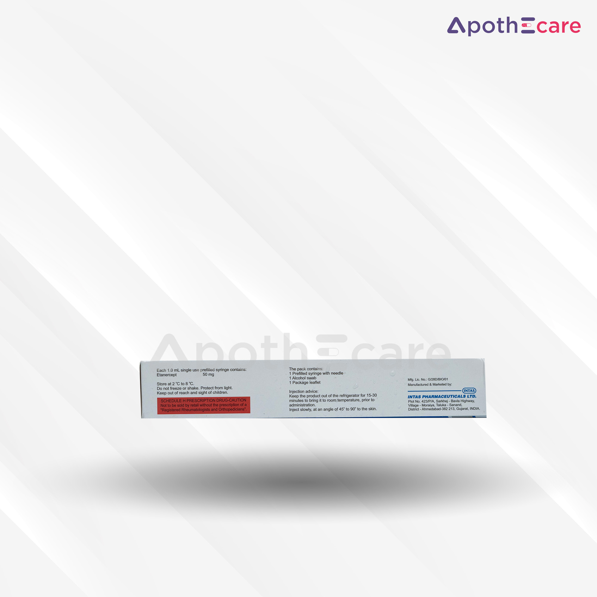 Intacept 50mg Injection, a medication used for autoimmune diseases and inflammation management.