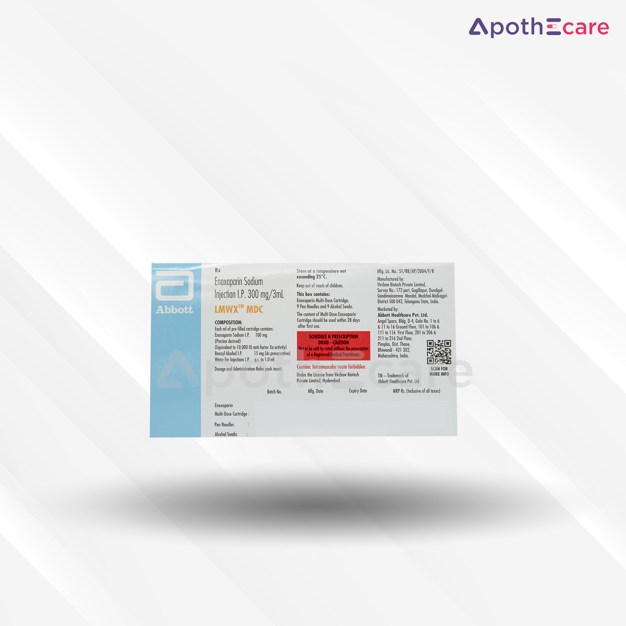 LMWX 300mg Injection, a medication for treating blood clotting issues.