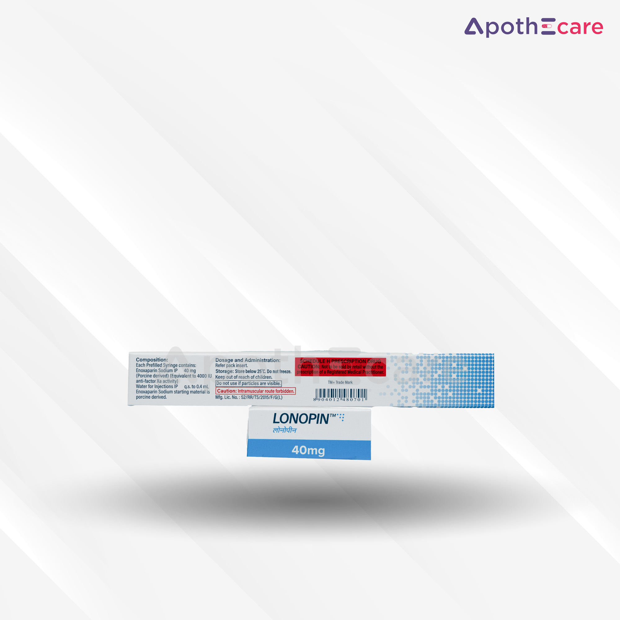 Lonopin 40mg Injection, used as an anticoagulant to prevent and treat blood clots.