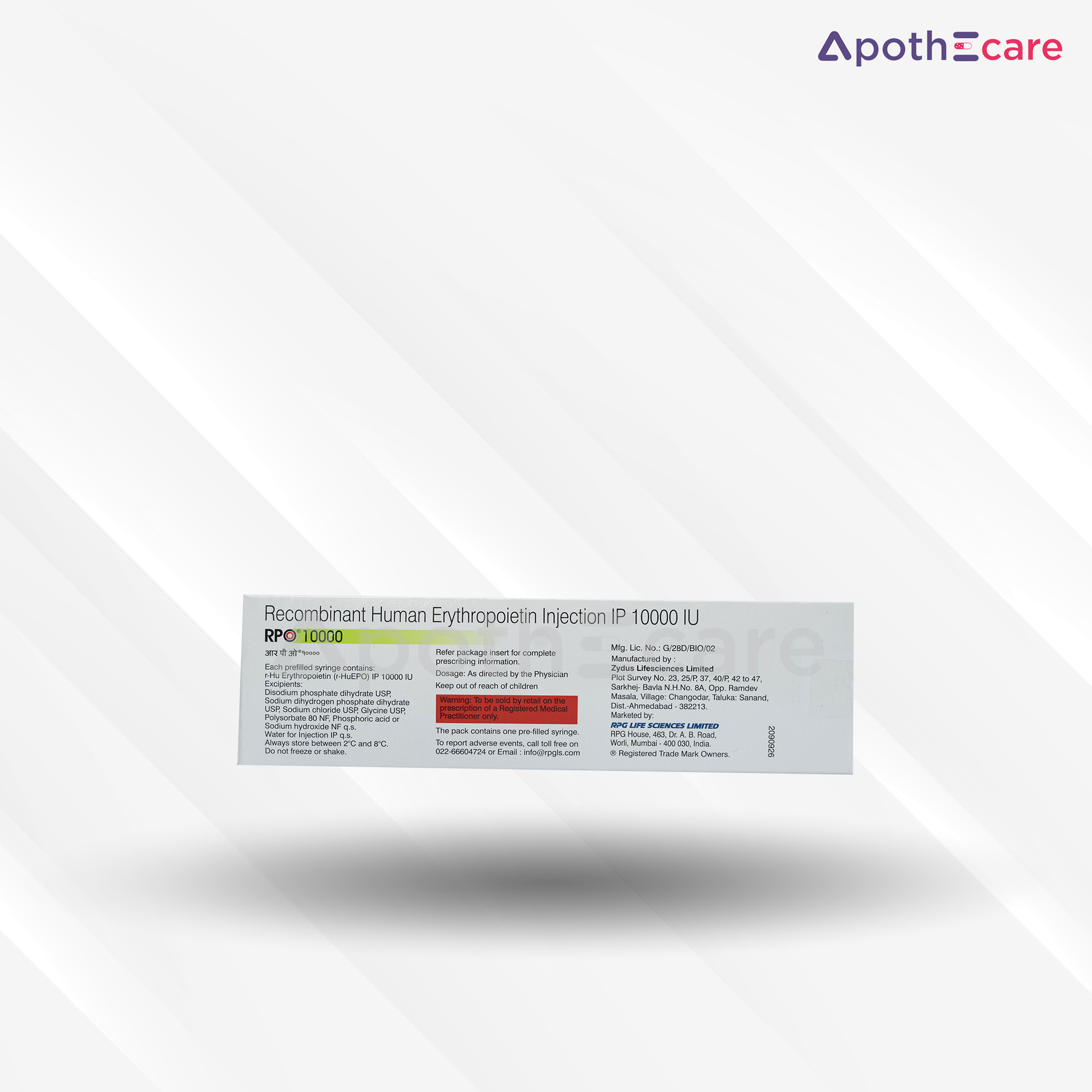 Rpo 10000 IU Injection, It primarily serves to treat anemia