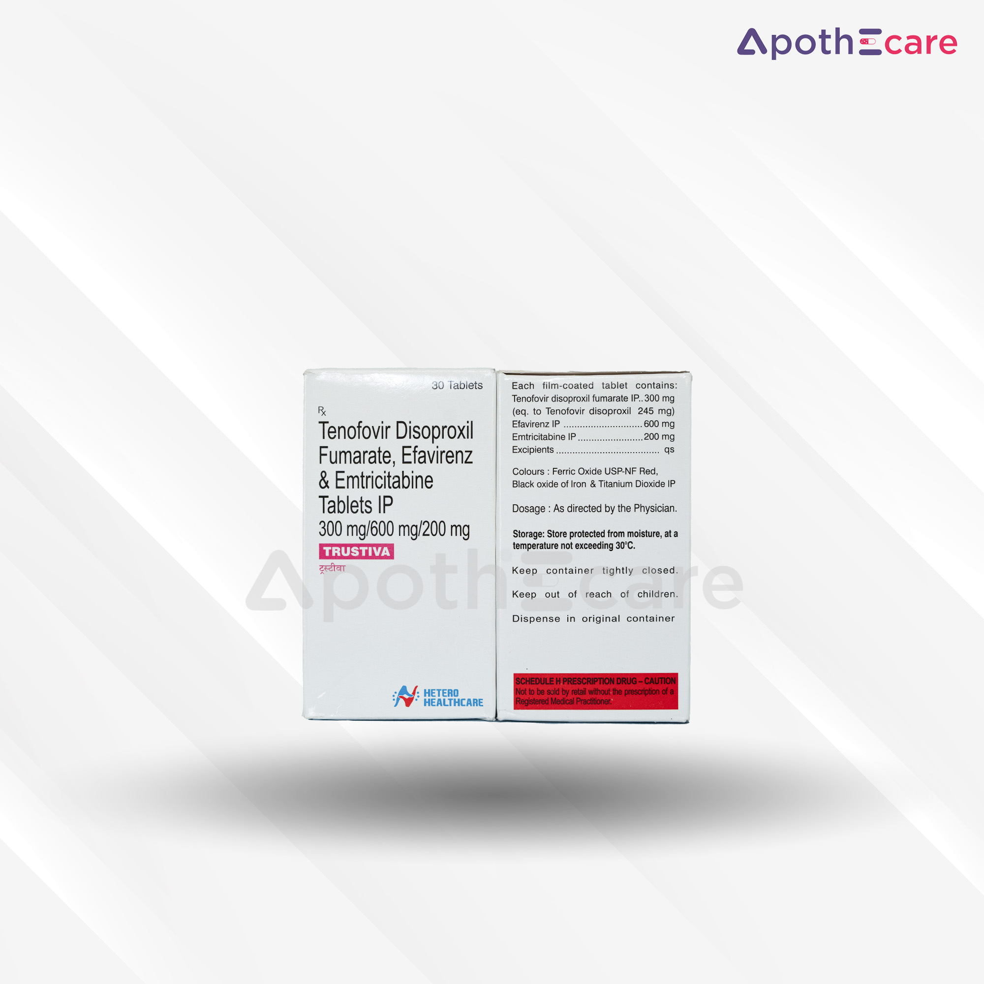 Trustiva 30 tablets, used in the treatment of HIV infections.
