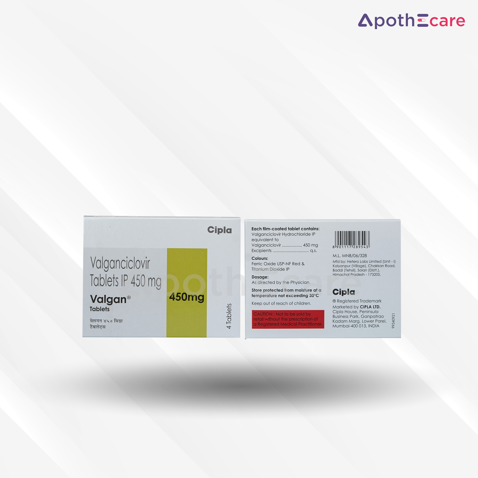 Valgan 450mg Tablet, used to treat cytomegalovirus infections.