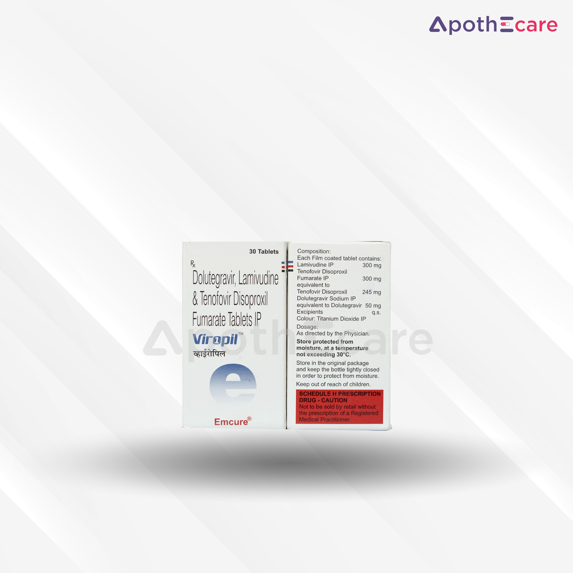 Viropil 30 tablets, used for HIV treatment.