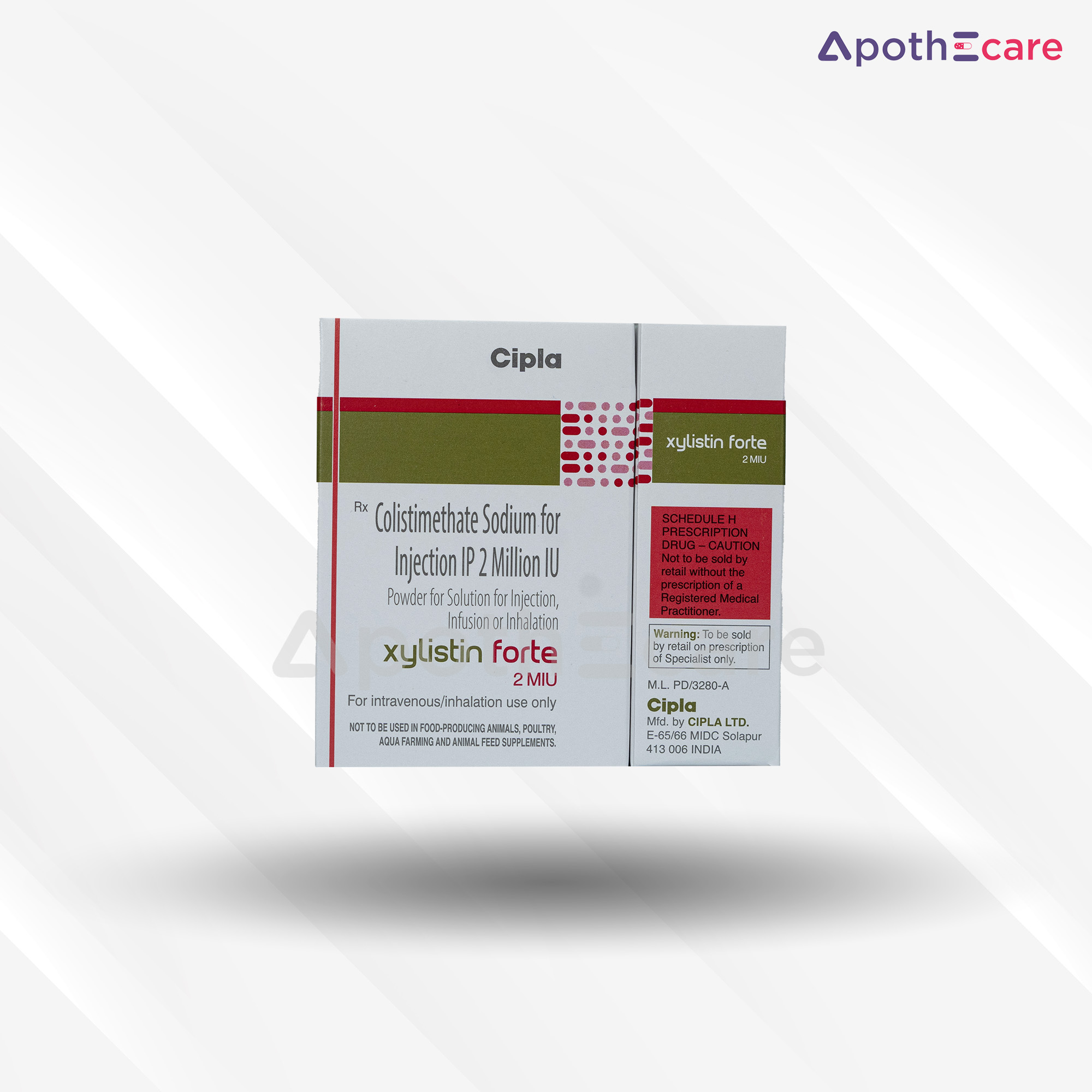 Xylistin Forte 2MIU Injection, an antibiotic used to treat severe bacterial infections.