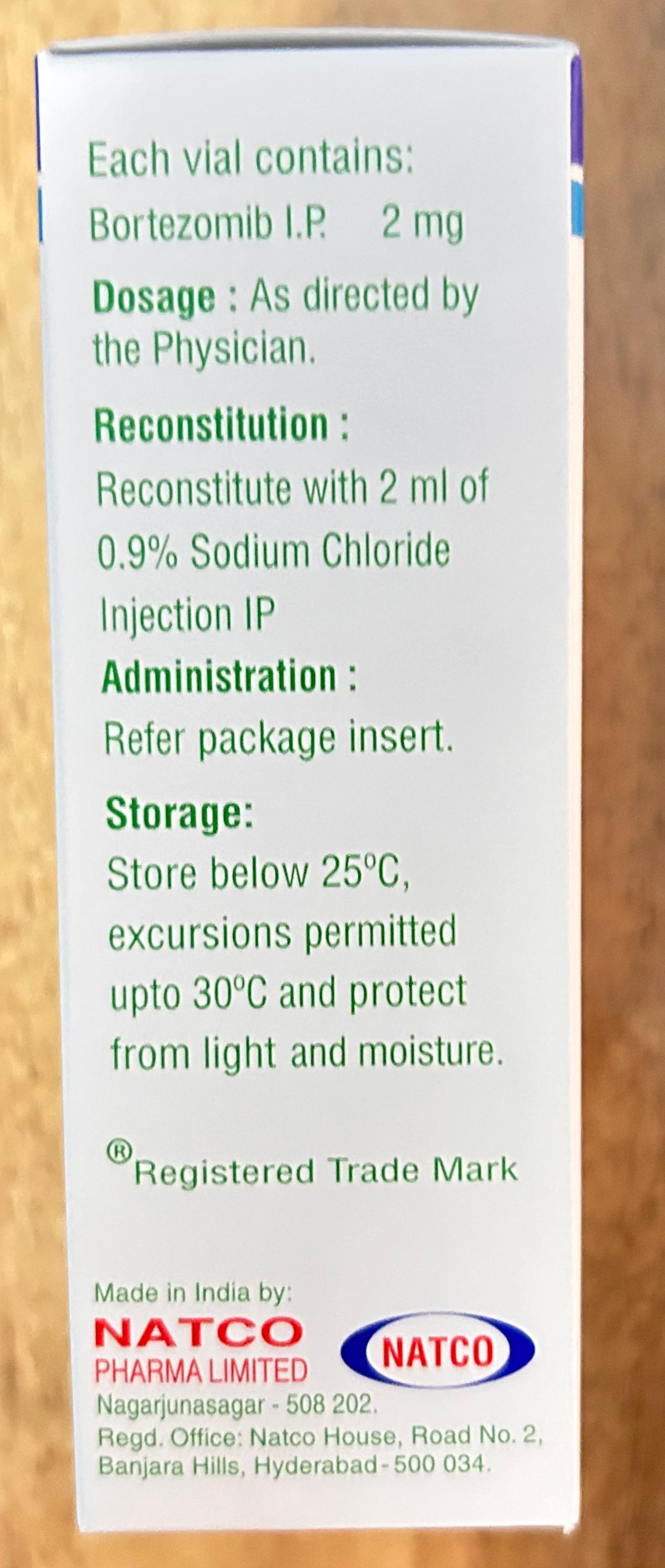Bortenat 2mg Injection, used to treat certain hematologic malignancies.