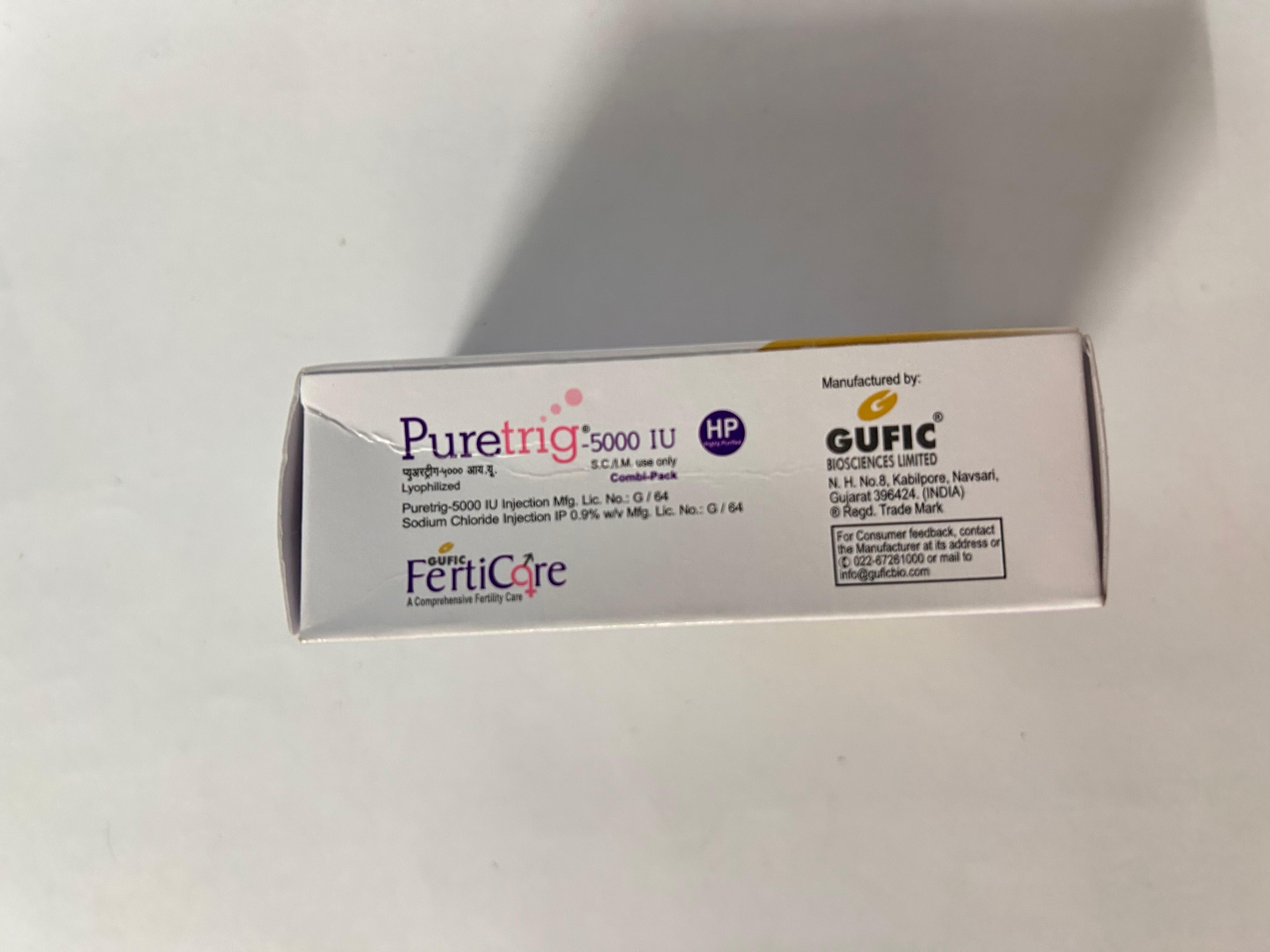 Puretrig 5000IU Injection, used in treating various fertility-related conditions.