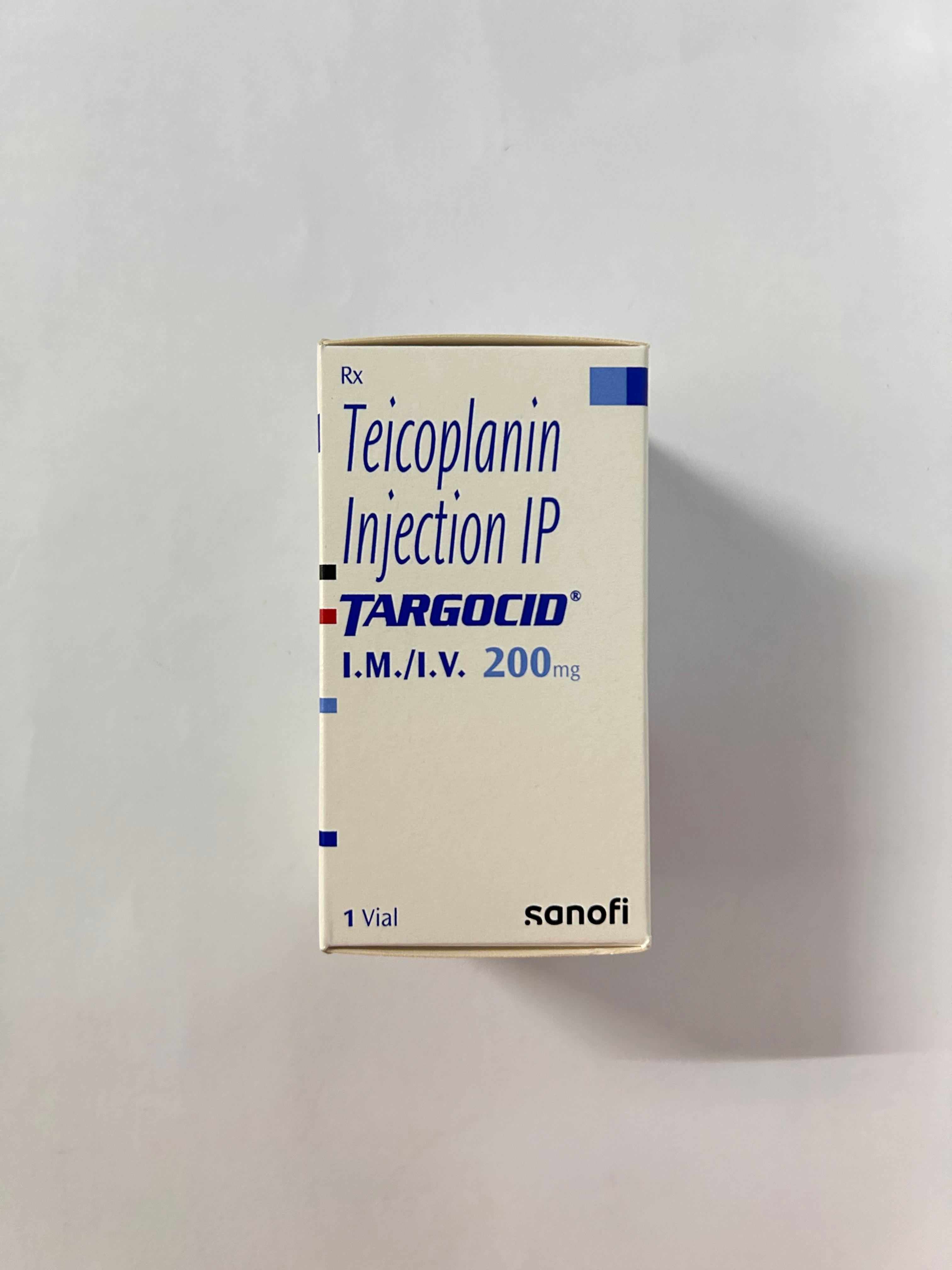 Targocid 200mg Injection, an antibiotic used to treat a wide range of bacterial infections.