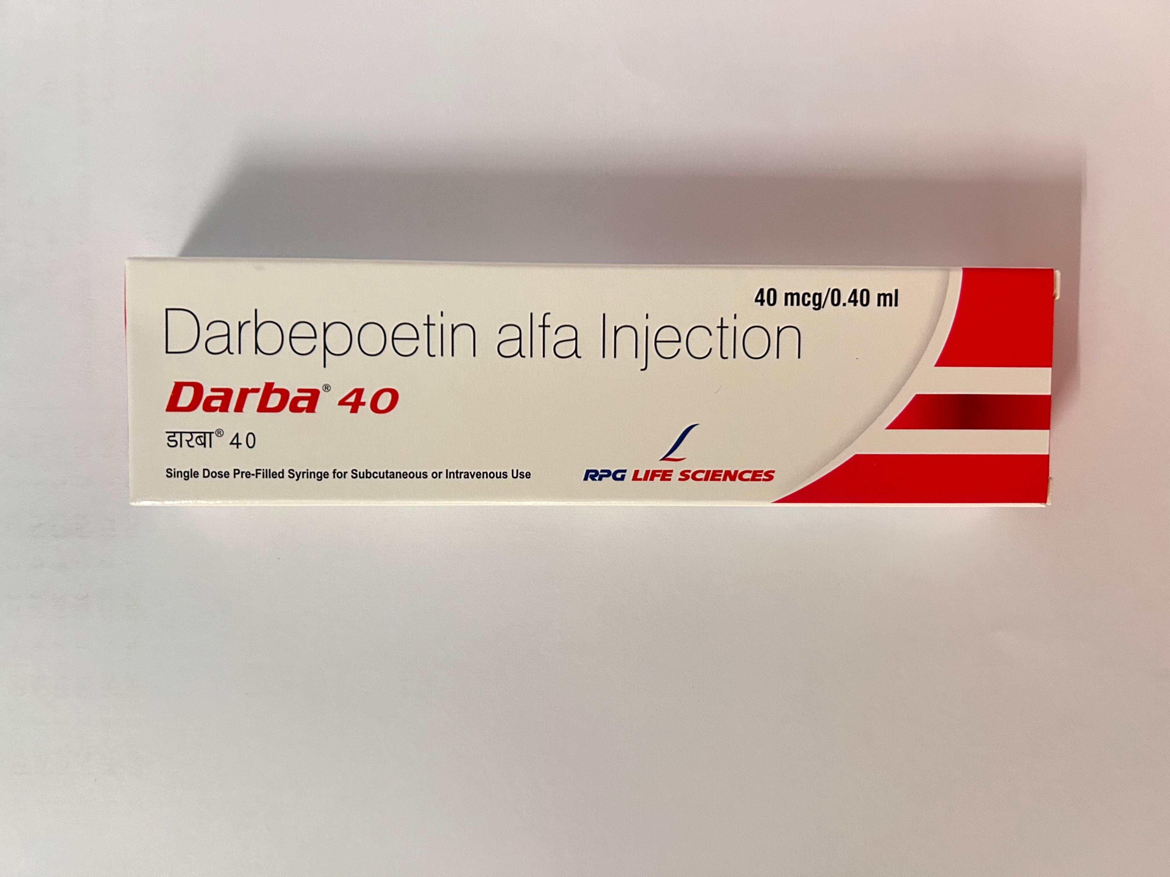 Darba 40mcg Injection is a synthetic version of a protein that helps your body produce more red blood cells.