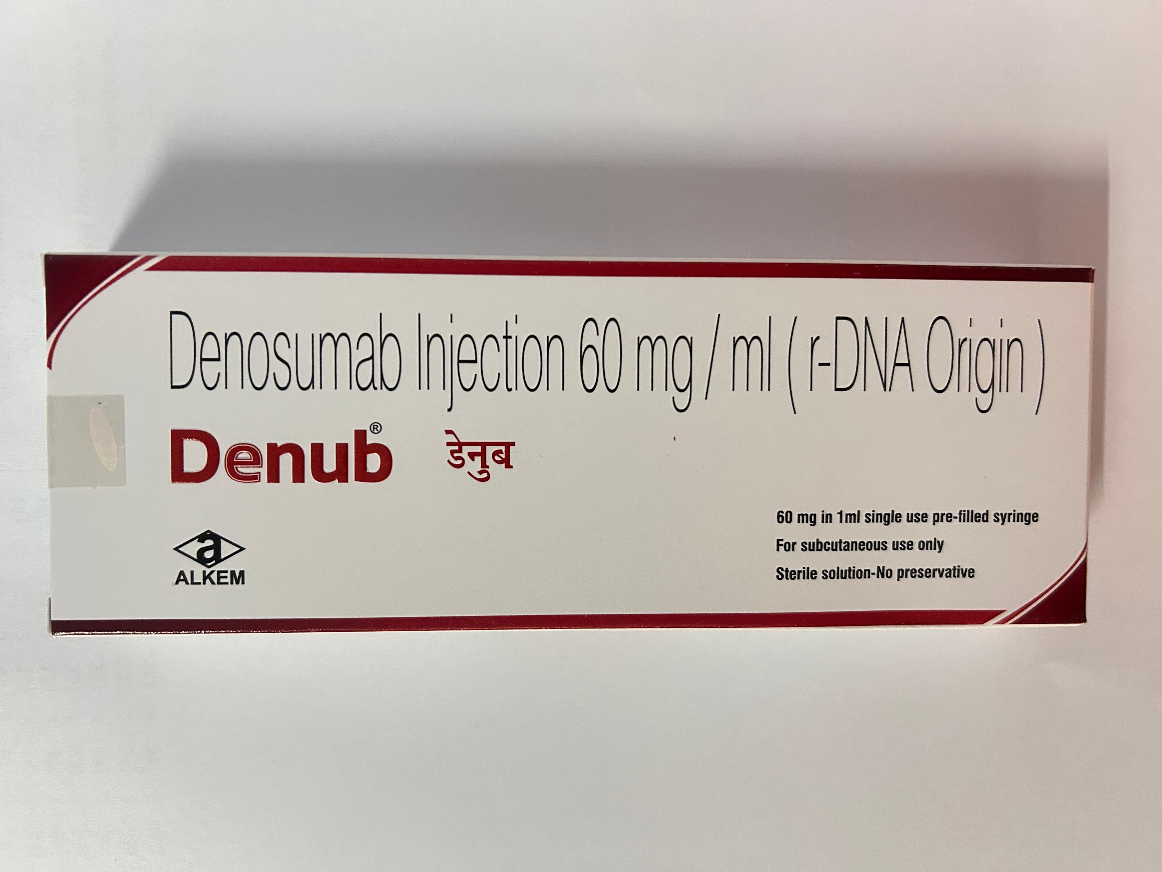 Denub 60mg Injection, a monoclonal antibody used primarily in the treatment of bone-related conditions.