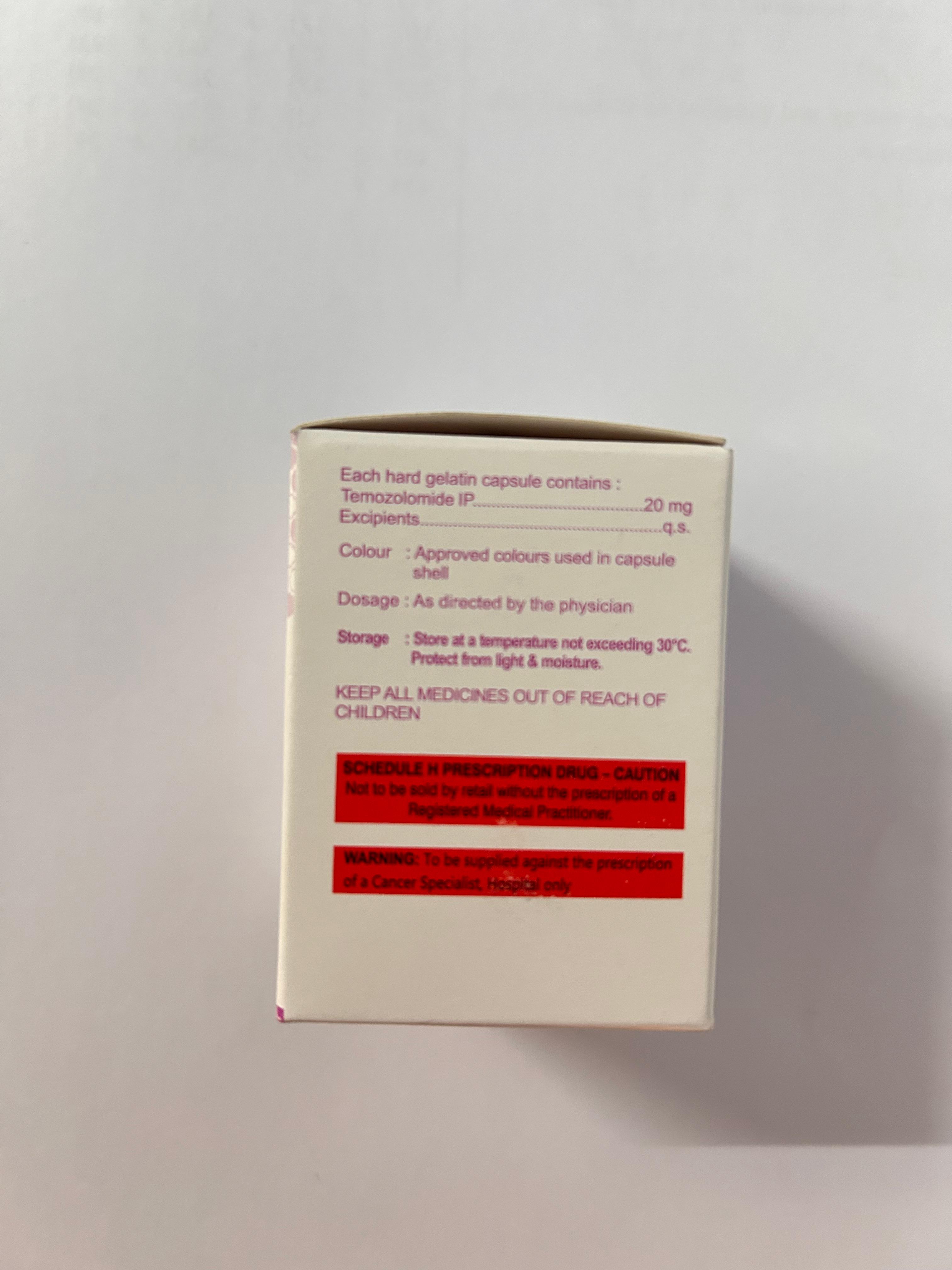 Temotero 20mg Capsule, used primarily to treat certain types of brain cancers.