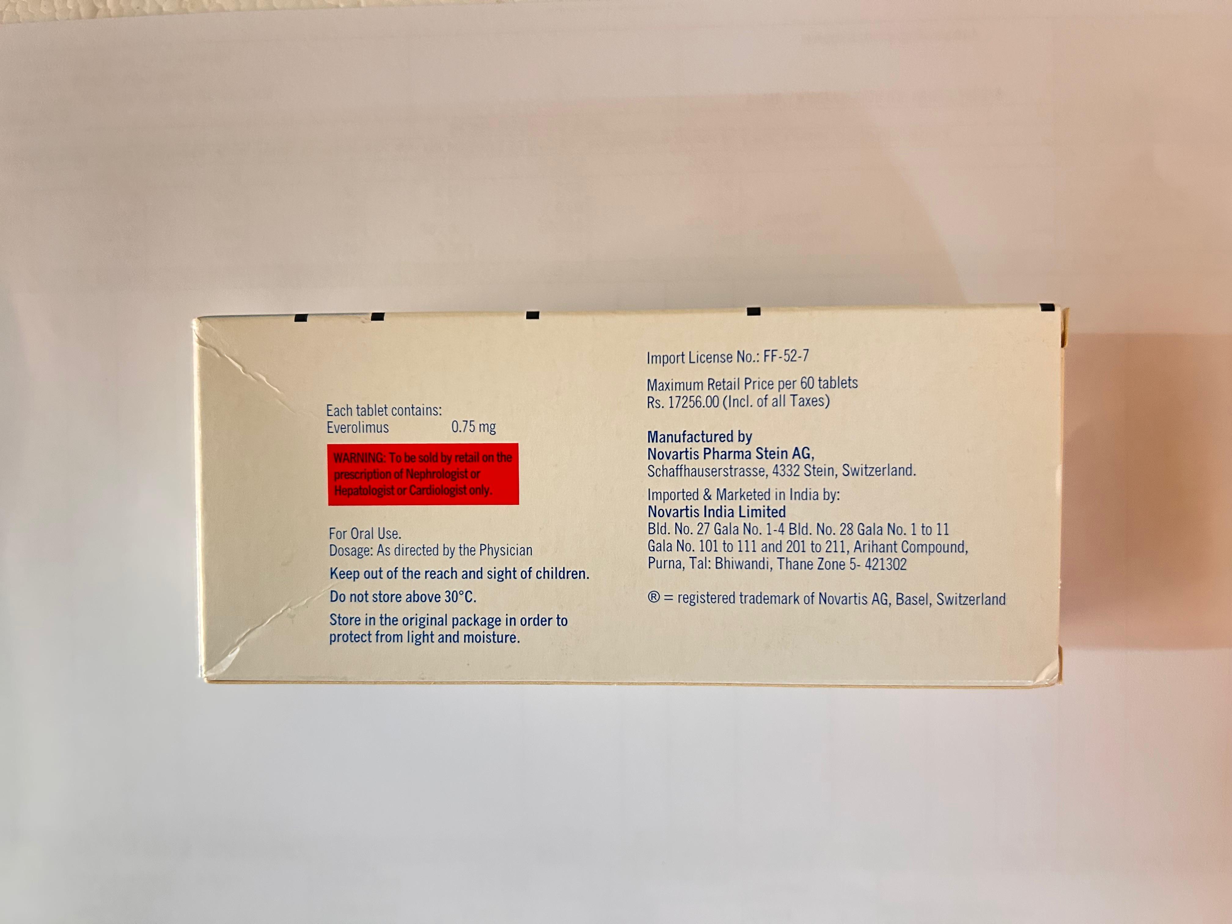 Certican 0.75mg Tablet, is used to treat cancer.