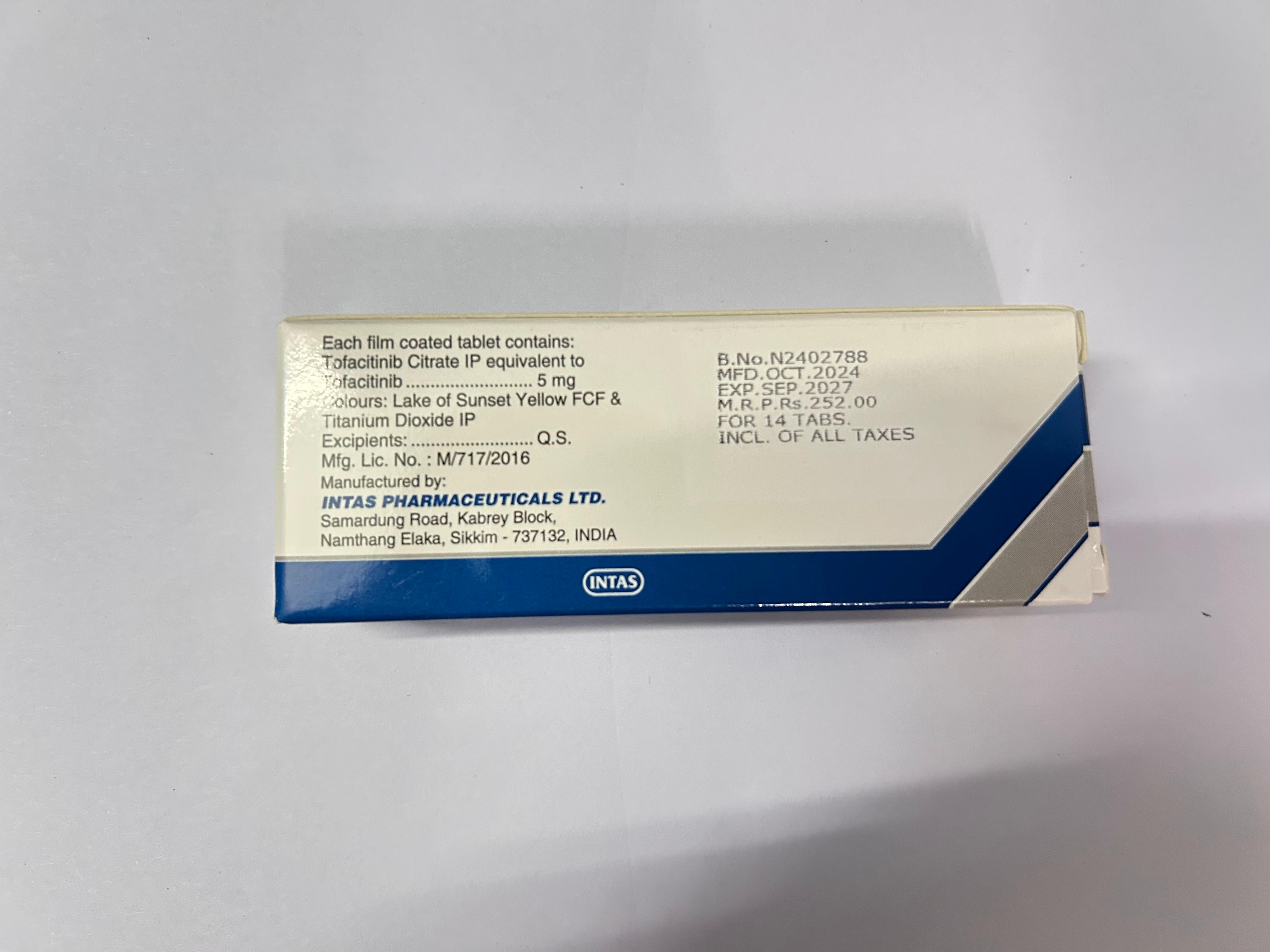 Intajac 5mg Tablet, used primarily for treating certain autoimmune diseases.