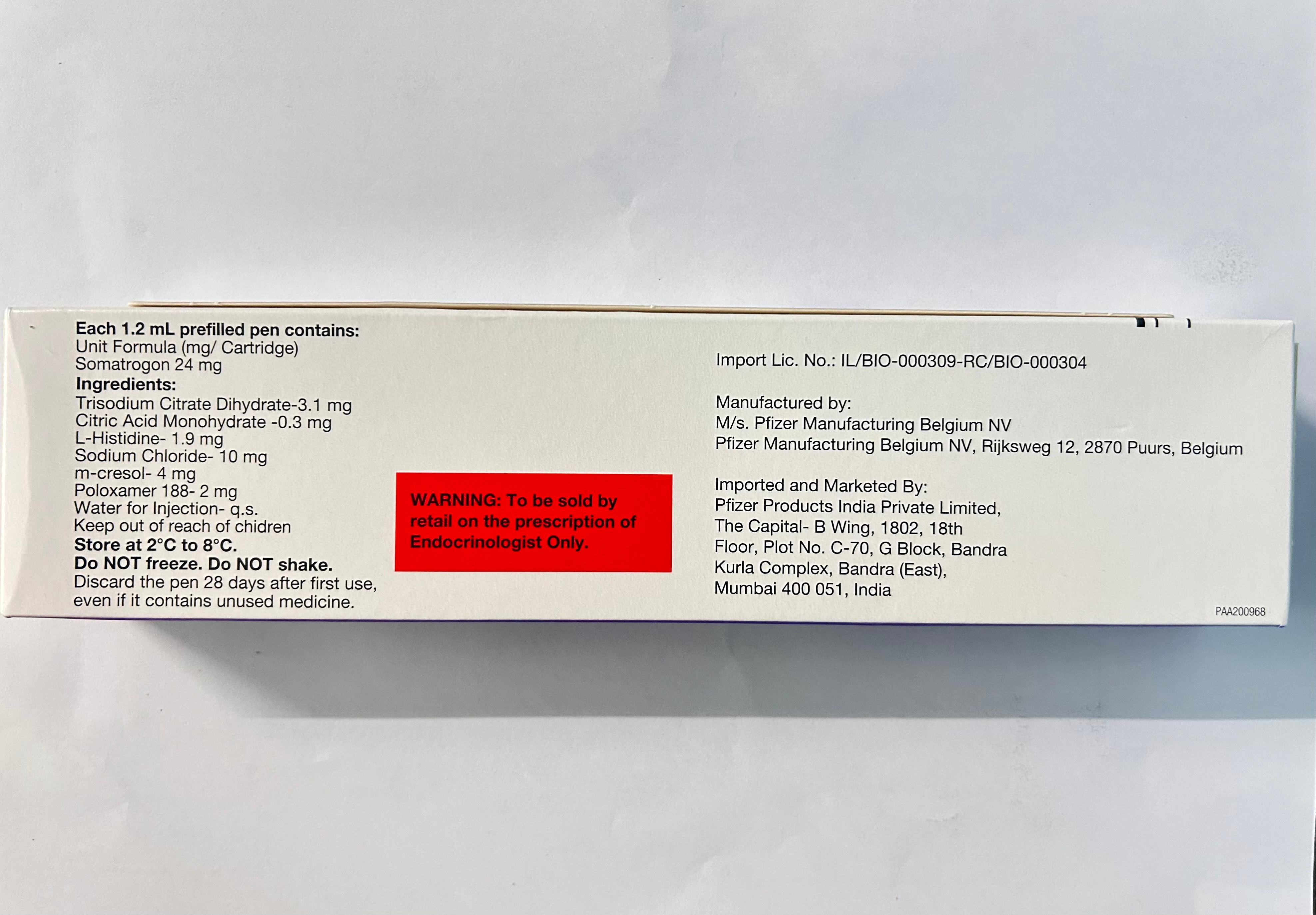 Genryzon 24mg Injection, used in the treatment of growth hormone deficiency in children and adolescents.