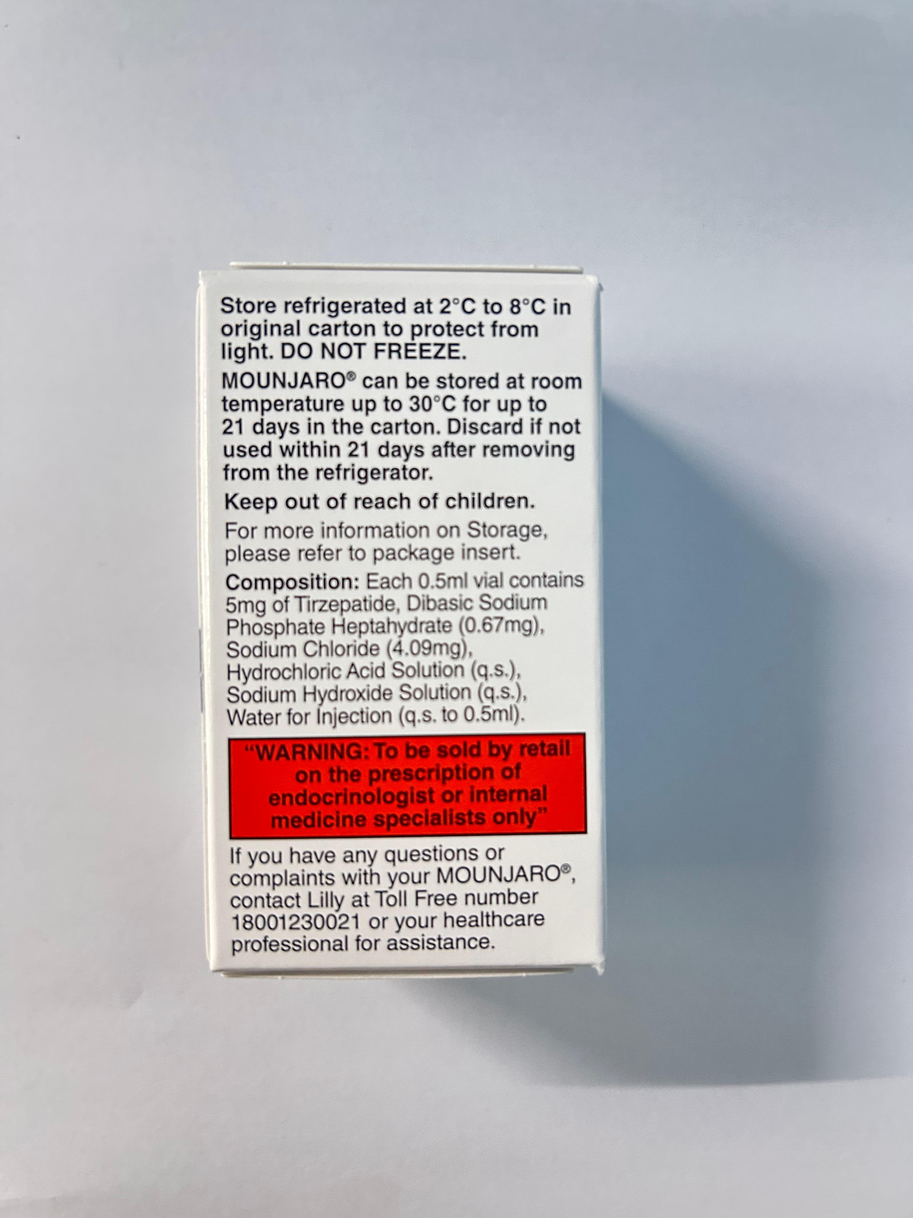 Mounjaro 5mg Injection , a dual GIP and GLP-1 receptor agonist used for type 2 diabetes management.