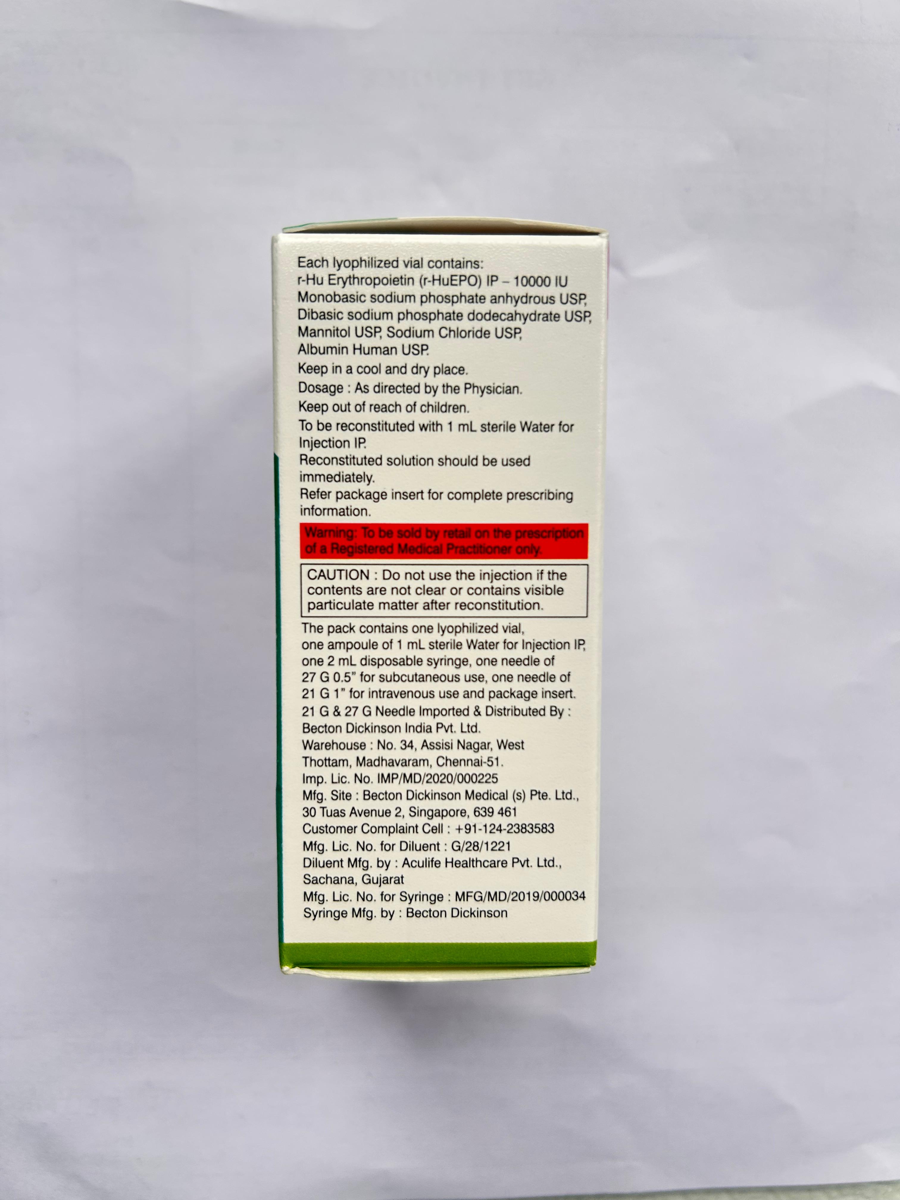 Zyrop 10000IU Injection is used to treat anemia from HIV treatment.