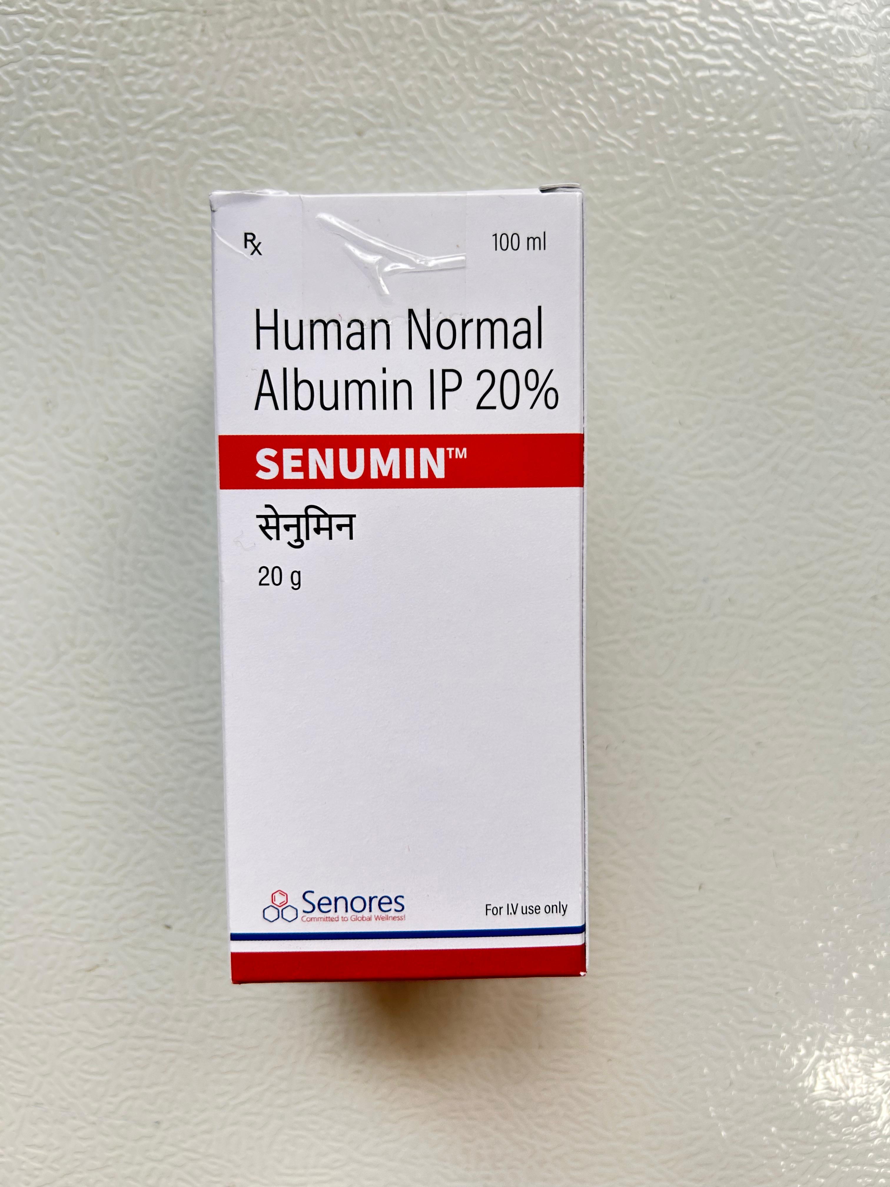 Senumin 20gm Injection is used to treat hypoalbuminemia.