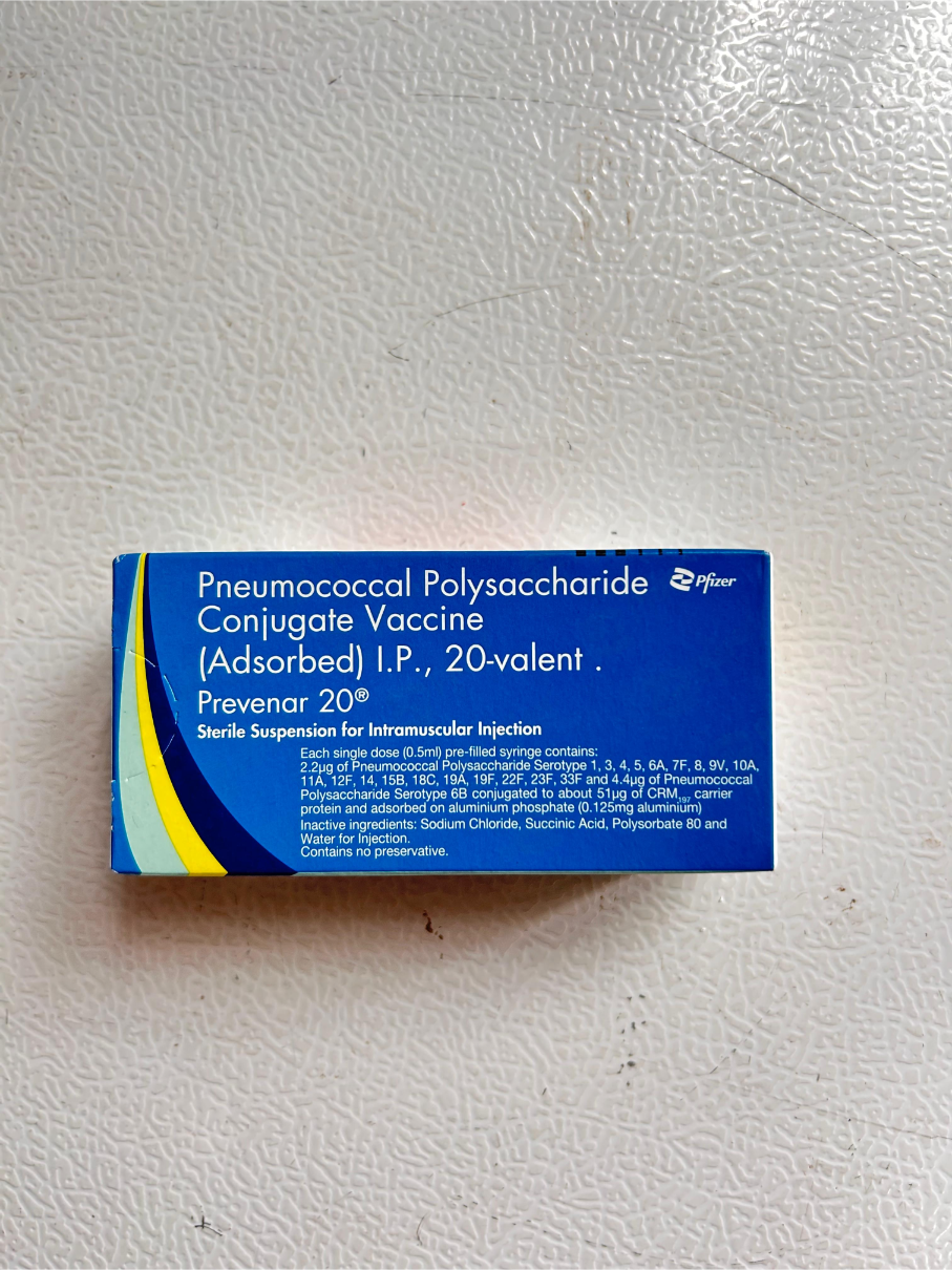 Prevenar 20 Vaccine is a Pneumococcal conjugate vaccine used to prevent infections caused by the bacterium Streptococcus pneumoniae.