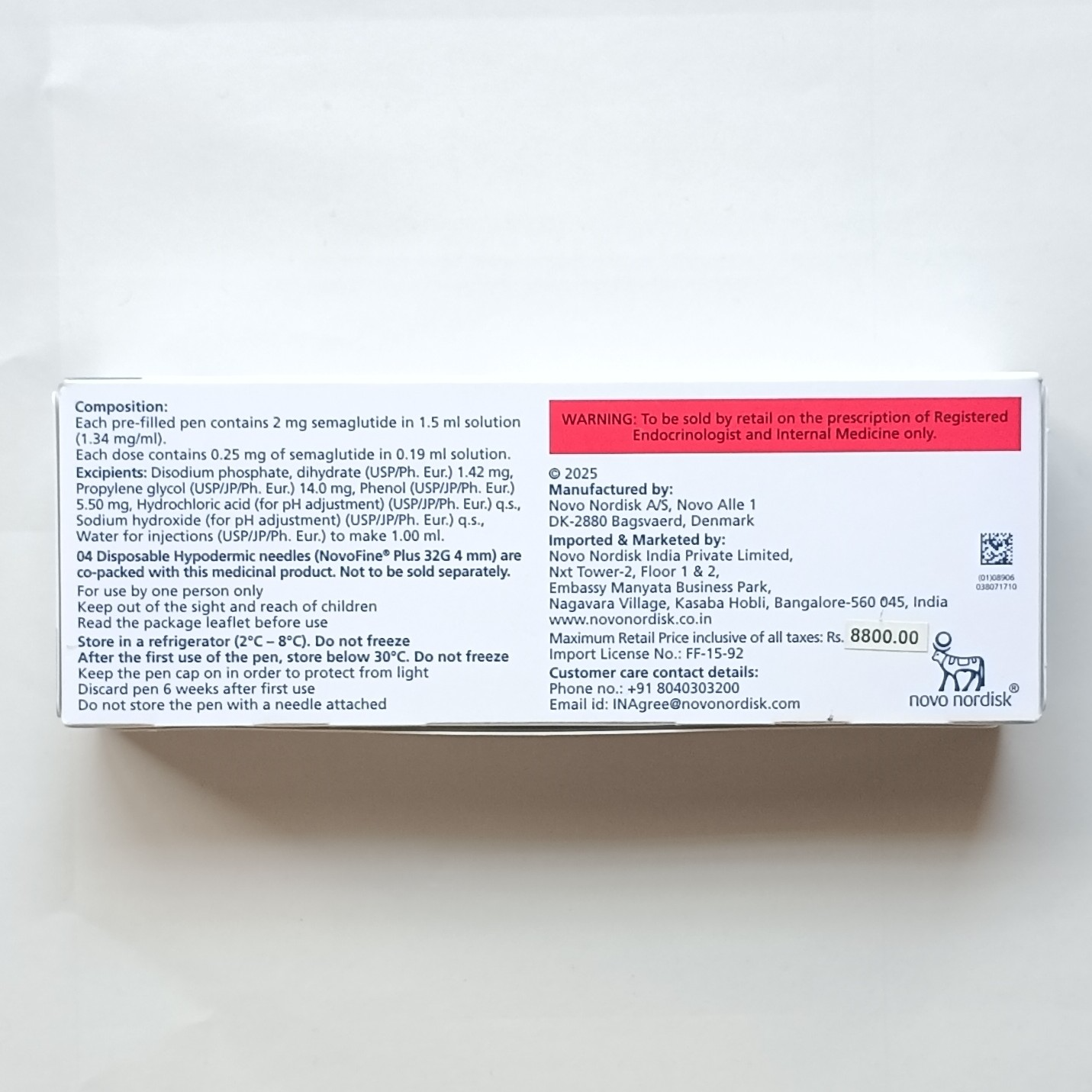 Ozempic 0.25mg Injection is used to treat Type 2 Diabetes mellitus